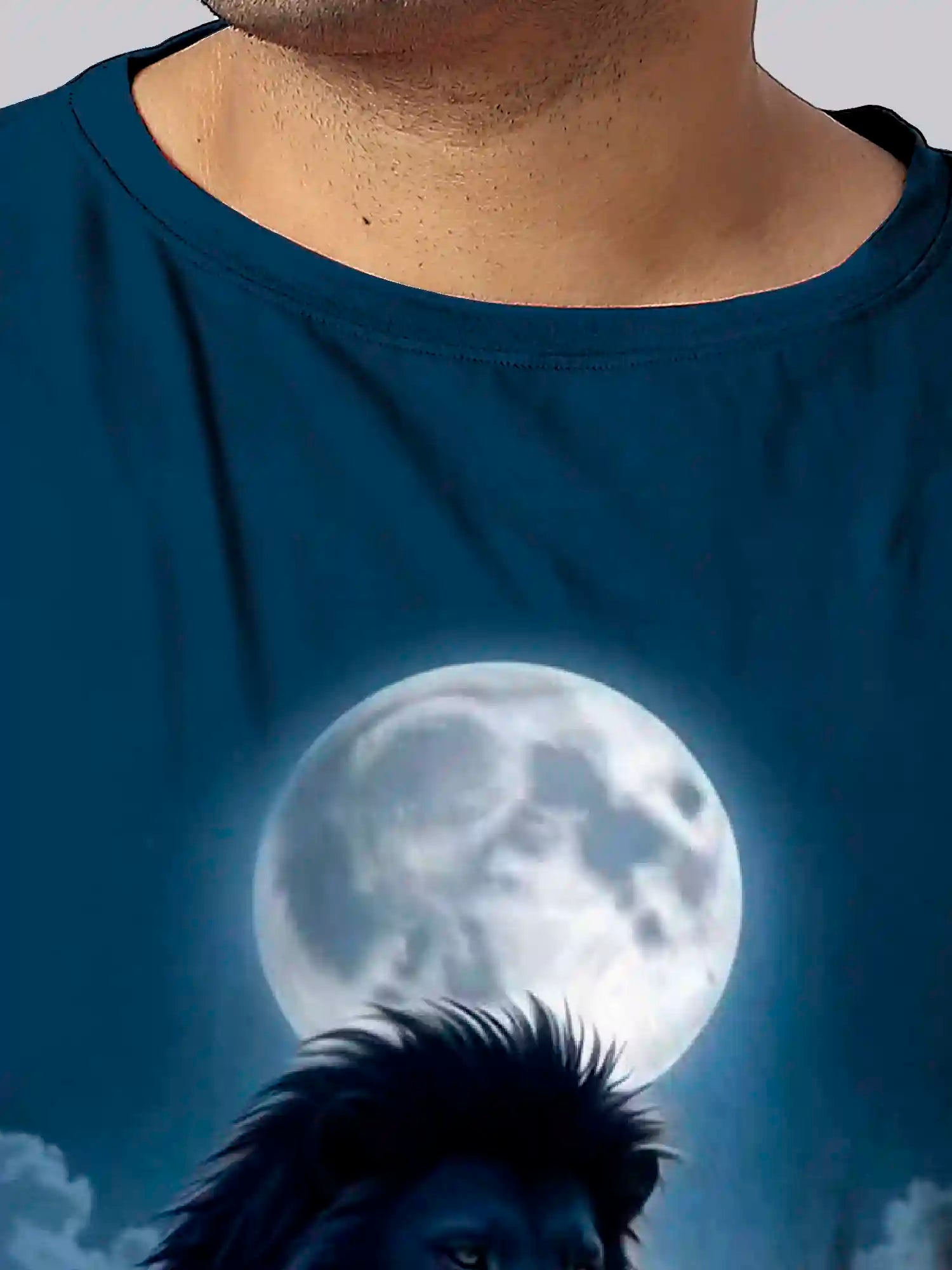 White & Black Lion Digital Printed Plus Size T-shirt