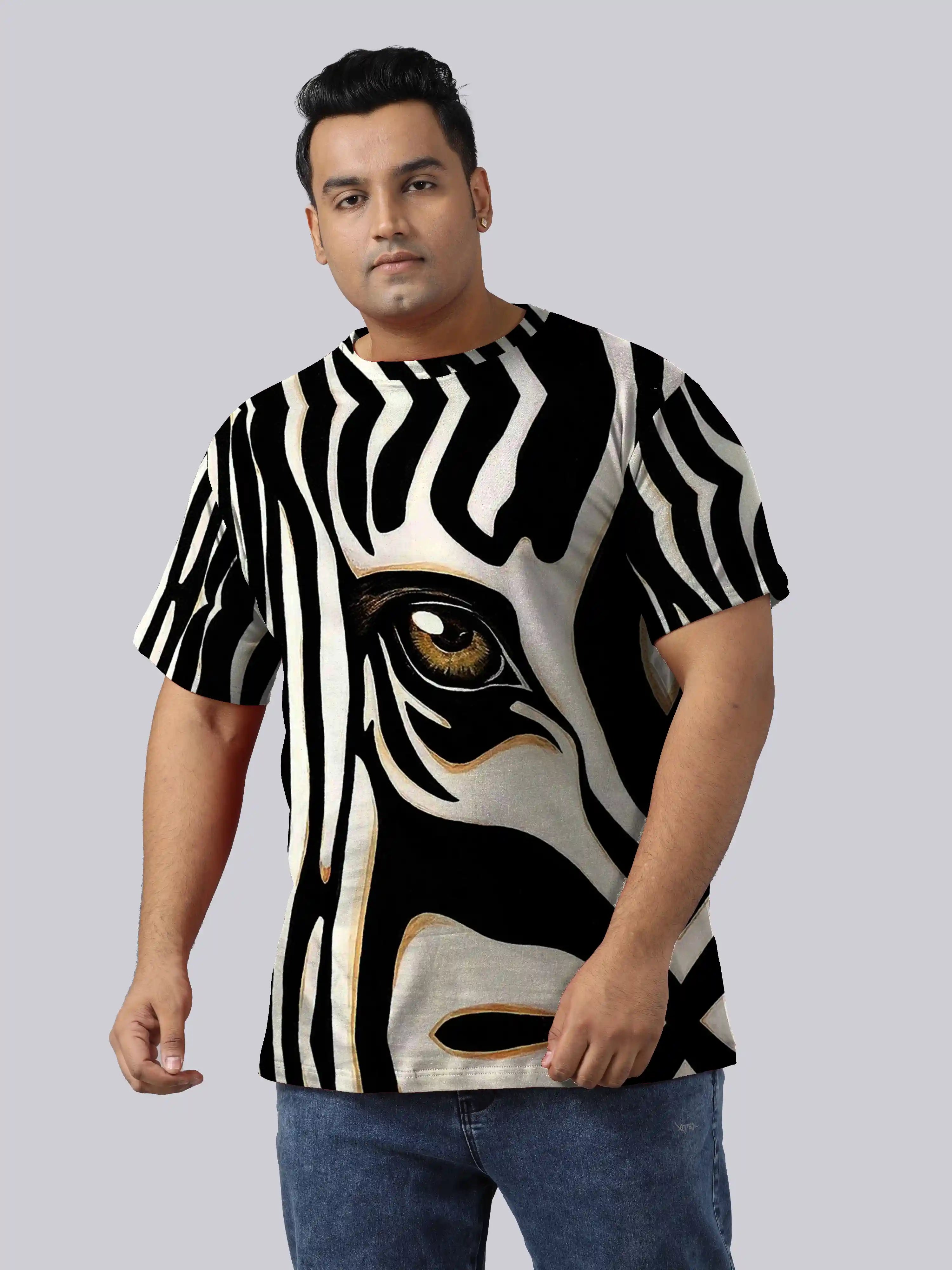 Zebra Eye Digital Printed Plus Size T-shirt