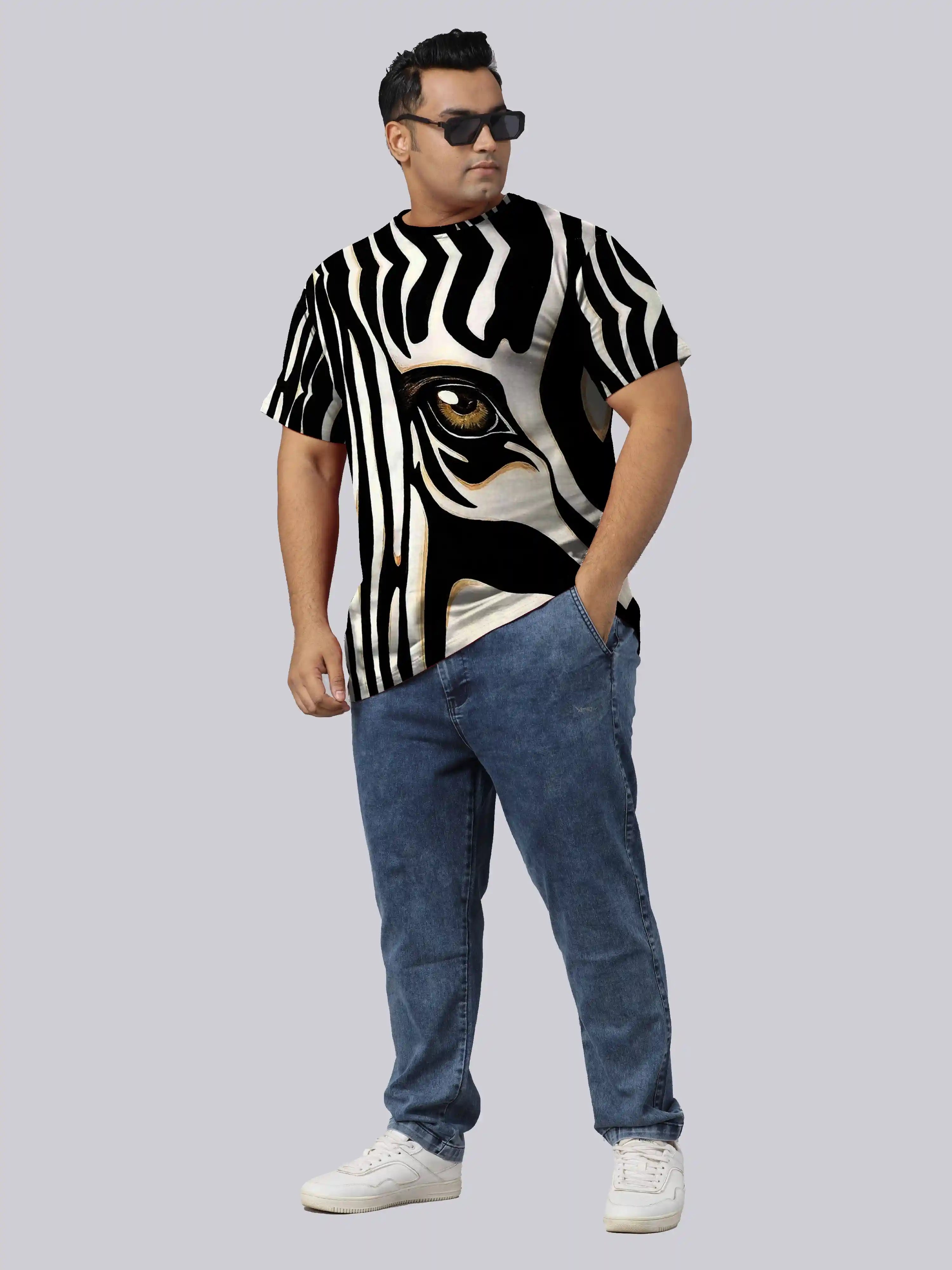 Zebra Eye Digital Printed Plus Size T-shirt