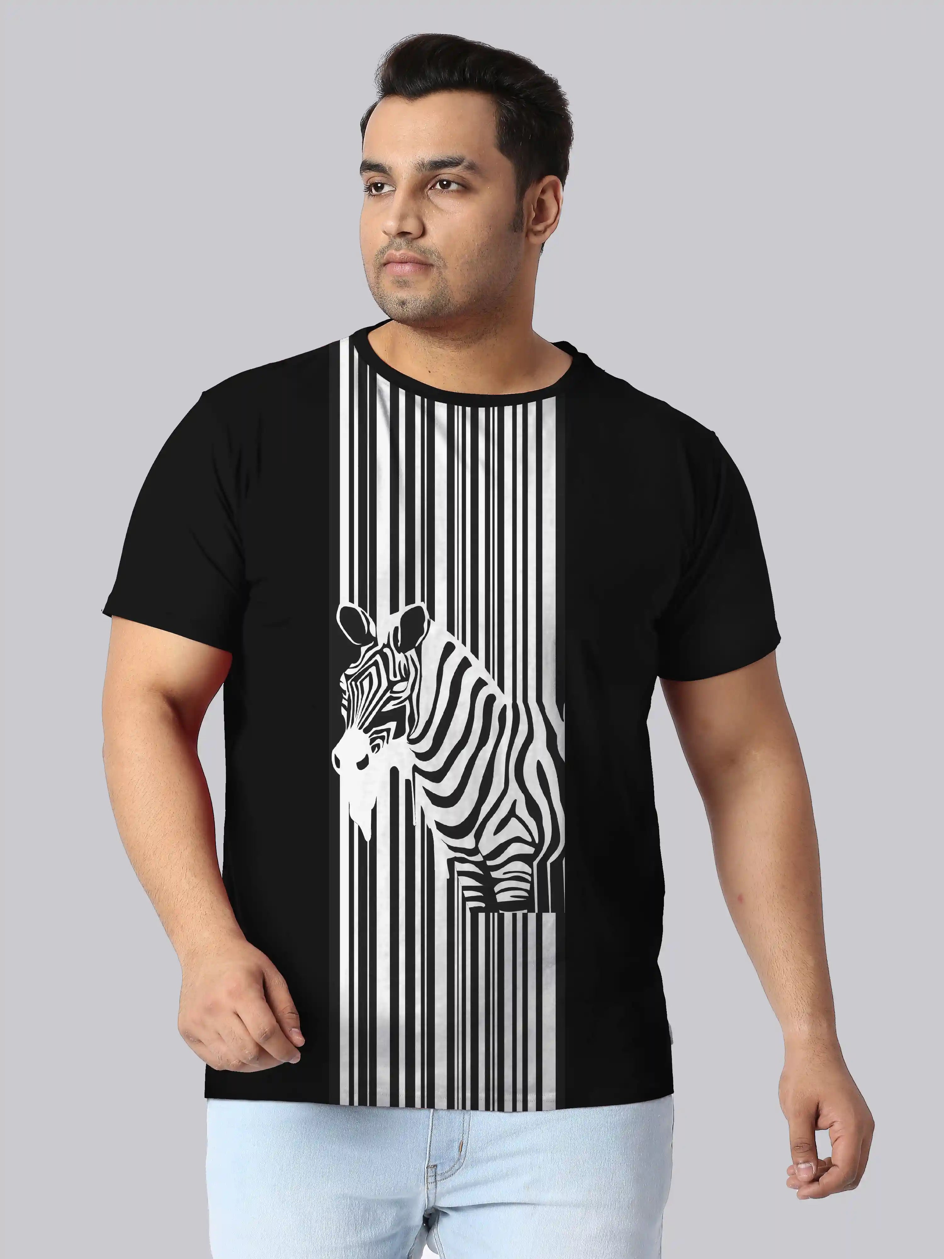Zebra Line Digital Printed Plus Size T-shirt
