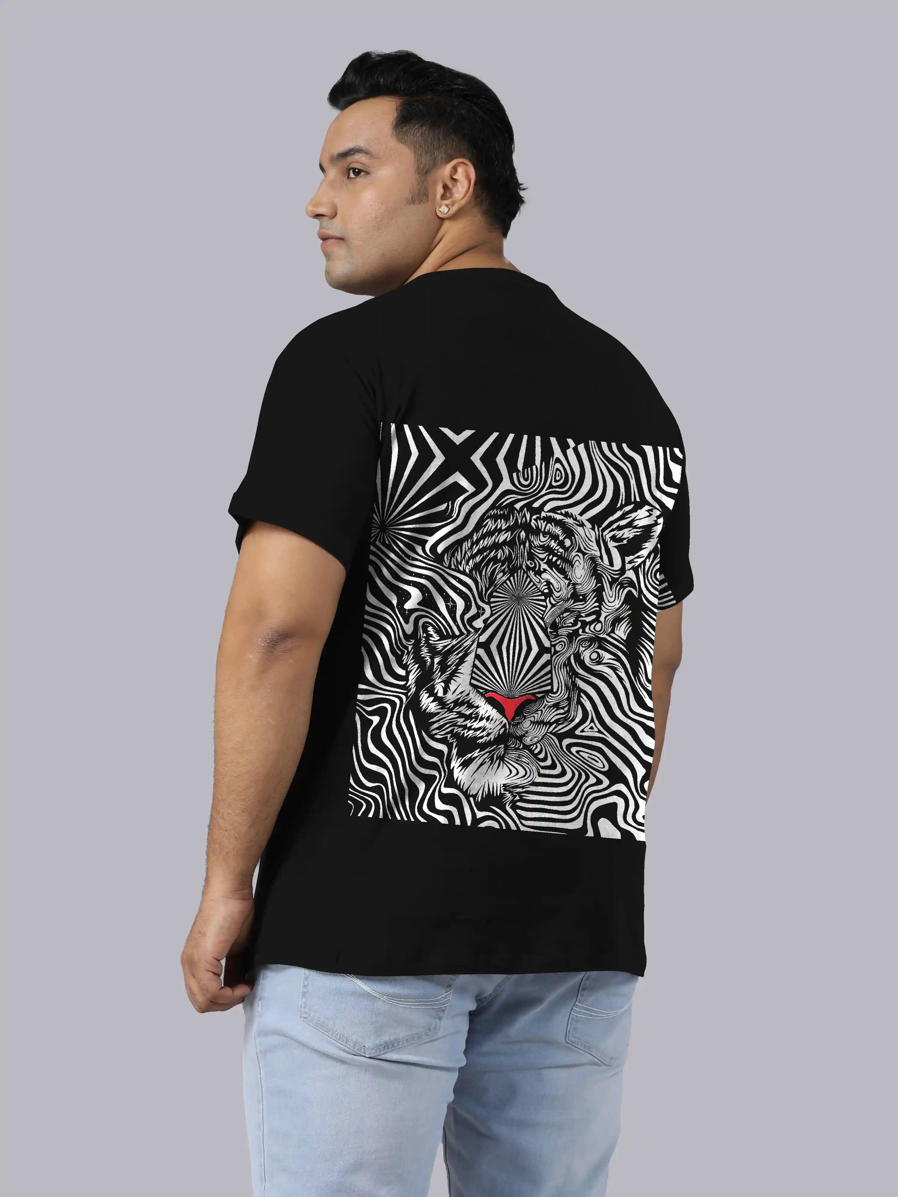 Tiger Illusion Digital Printed Plus Size T-shirt