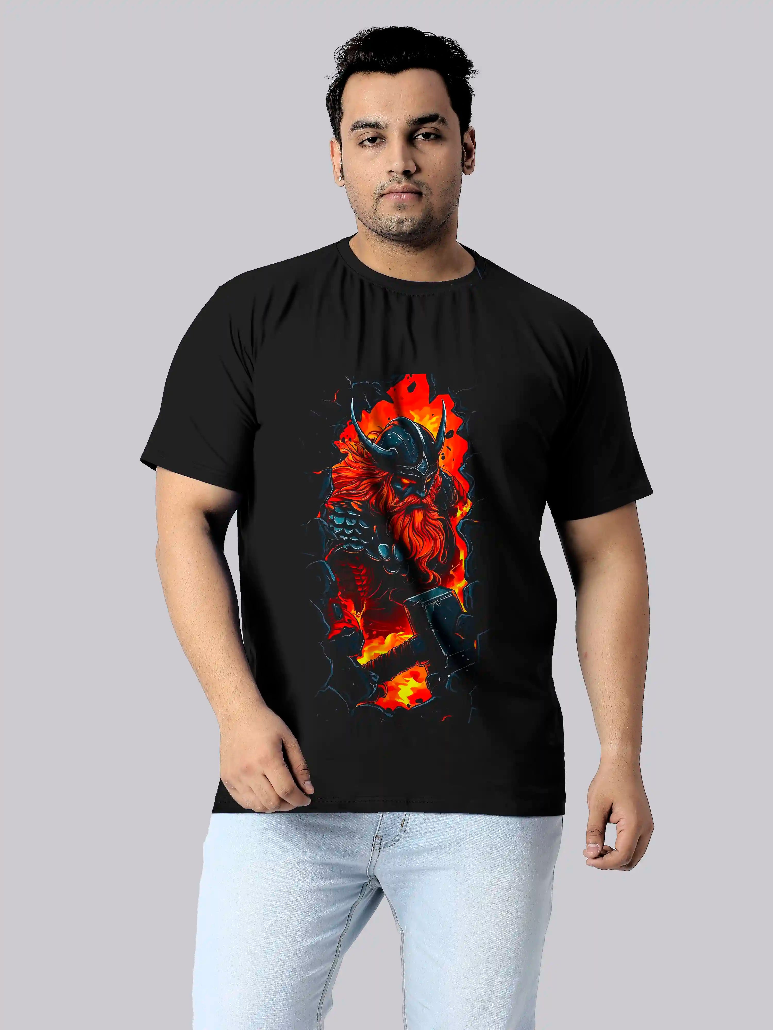 Viking warrior Digital Printed Plus Size T-shirt