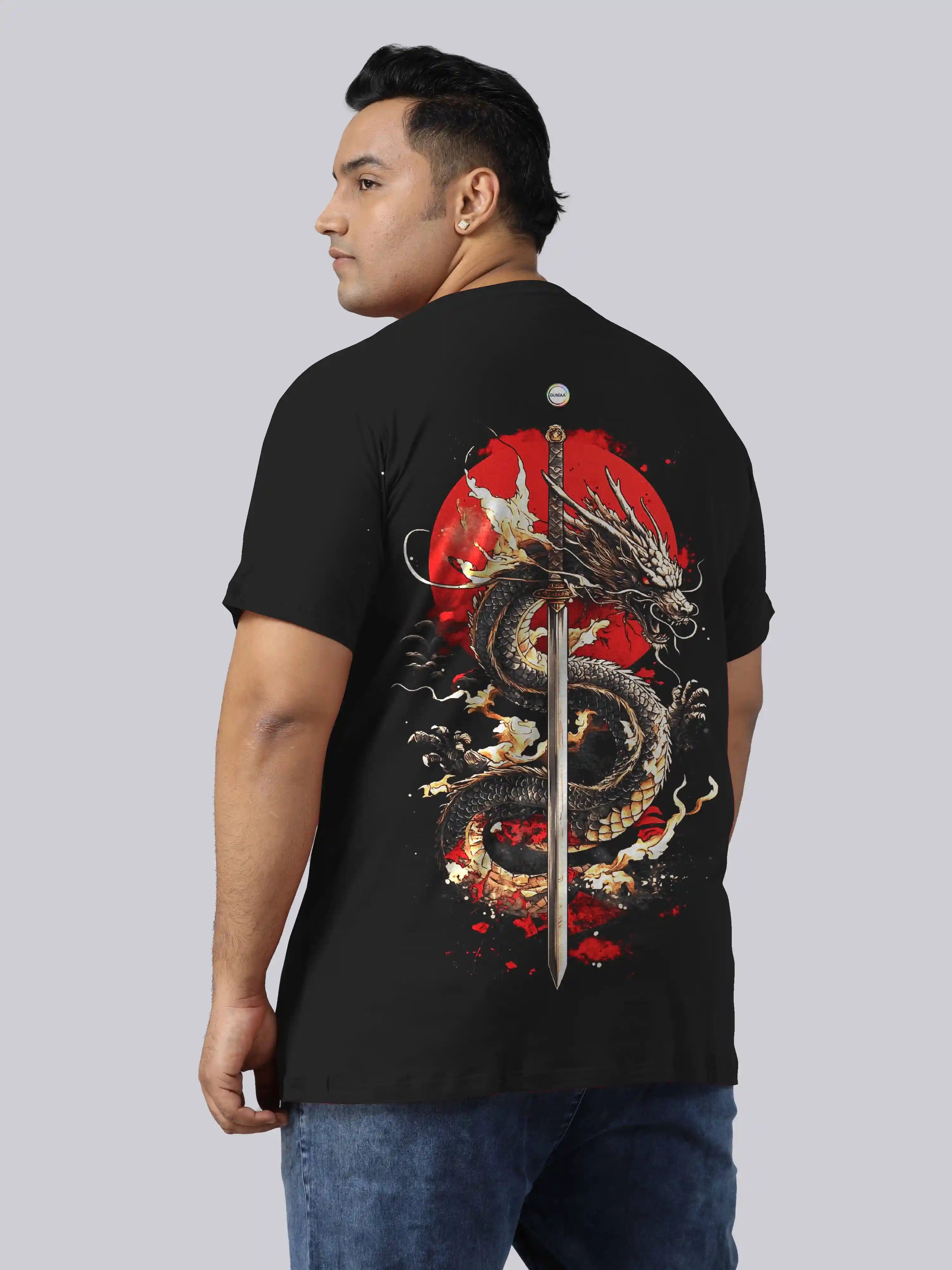 Blue Dragon Digital Printed Plus Size T-shirt