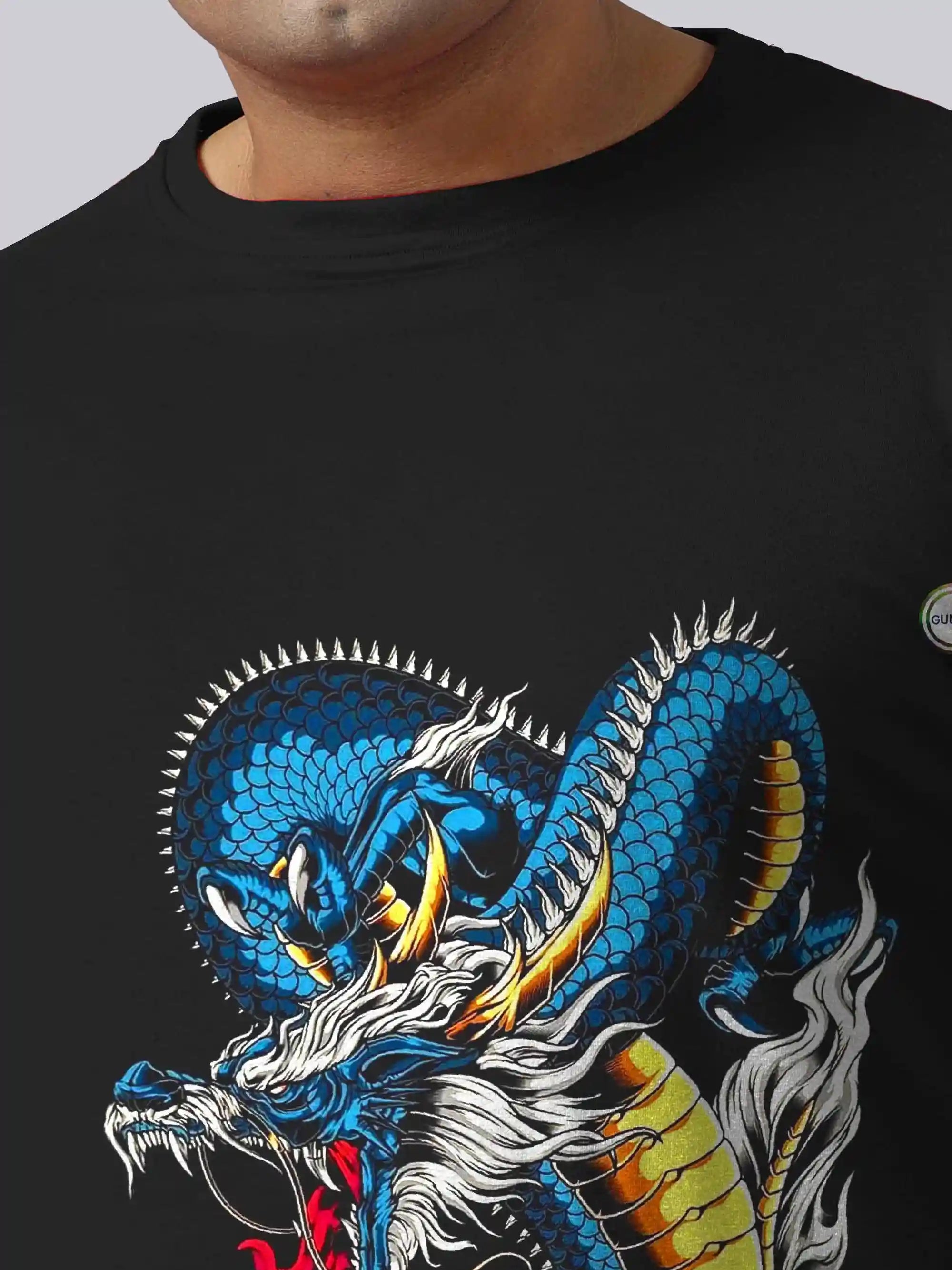 Blue Dragon Digital Printed Plus Size T-shirt