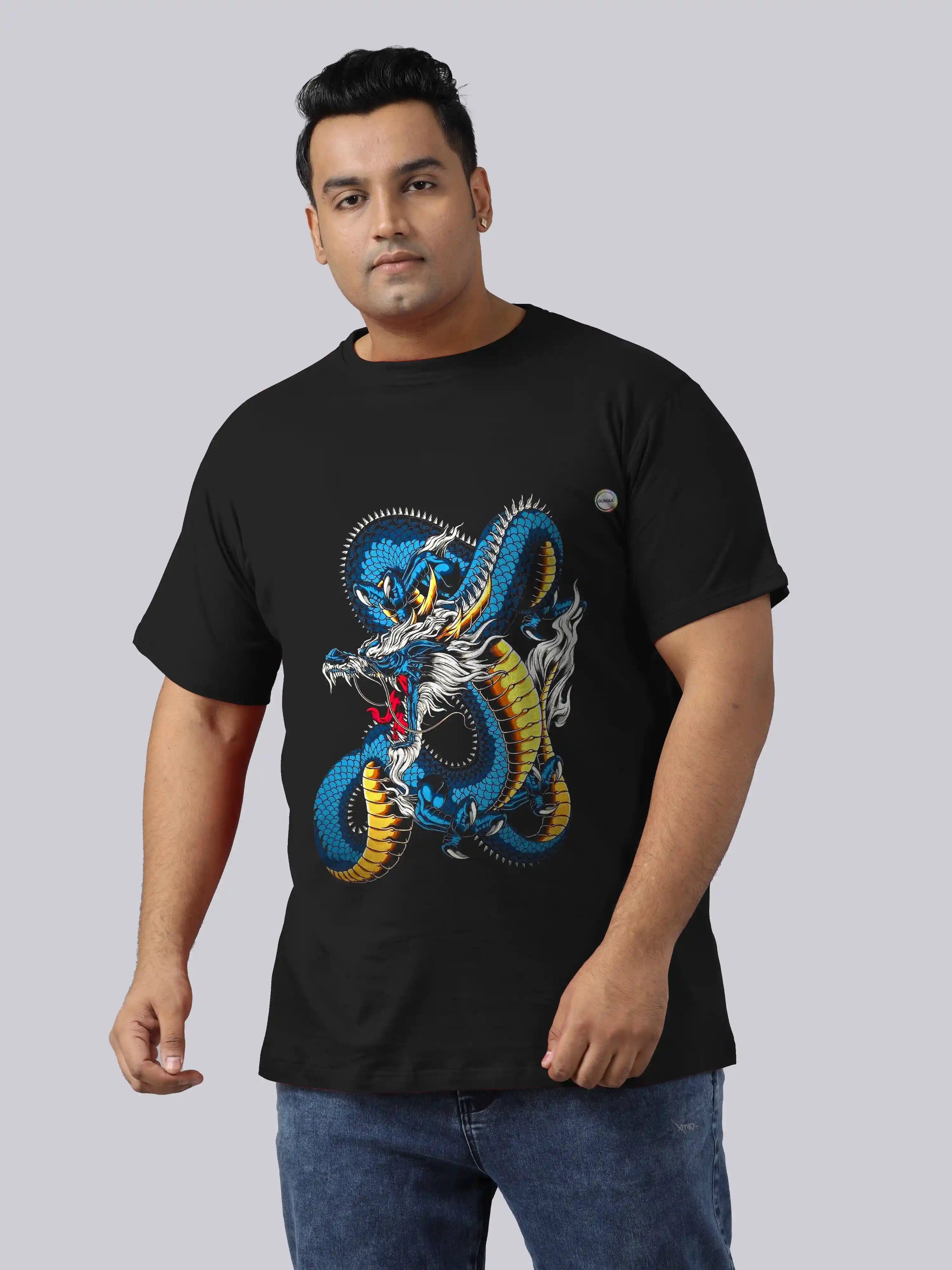 Blue Dragon Digital Printed Plus Size T-shirt