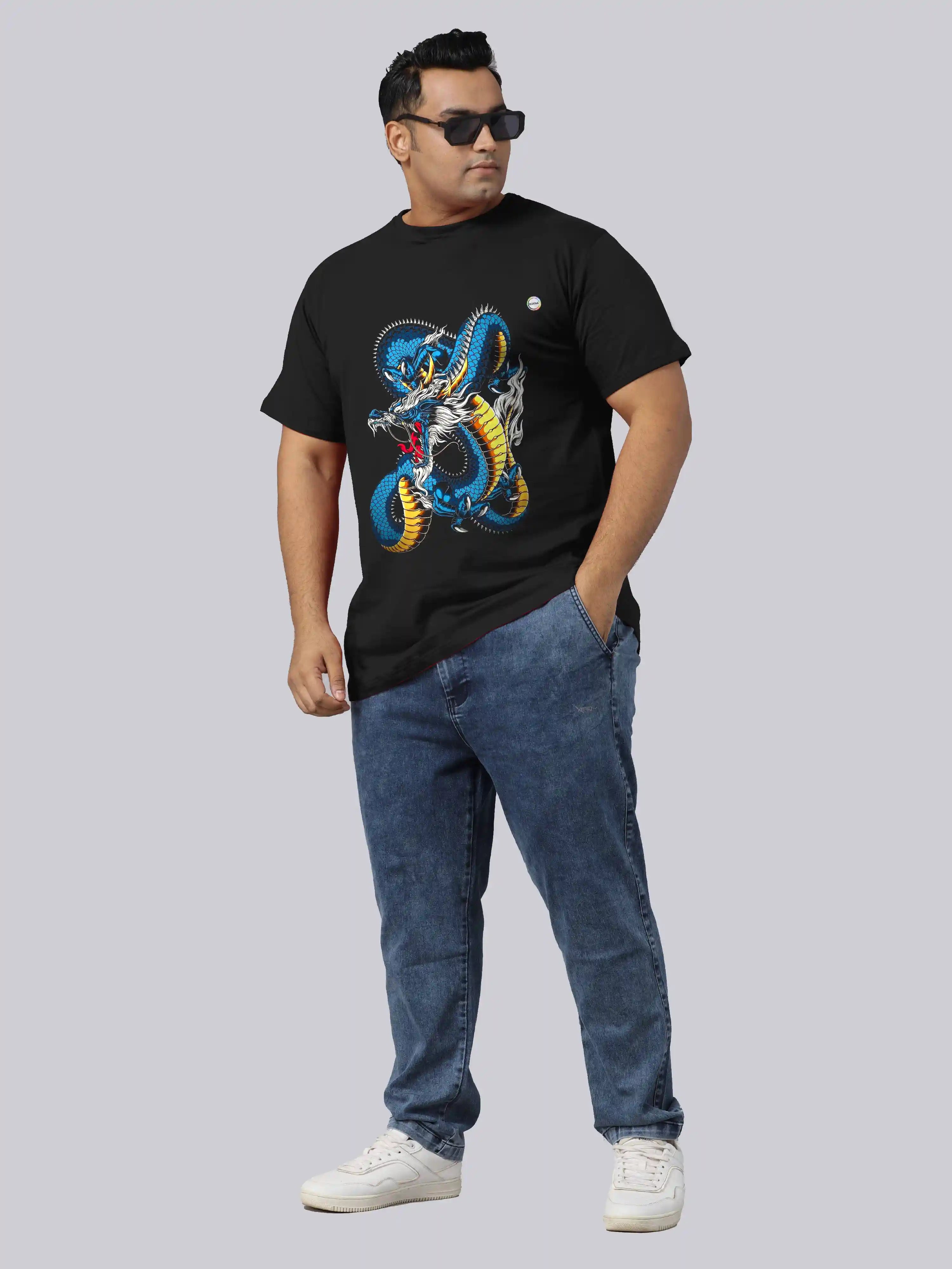 Blue Dragon Digital Printed Plus Size T-shirt