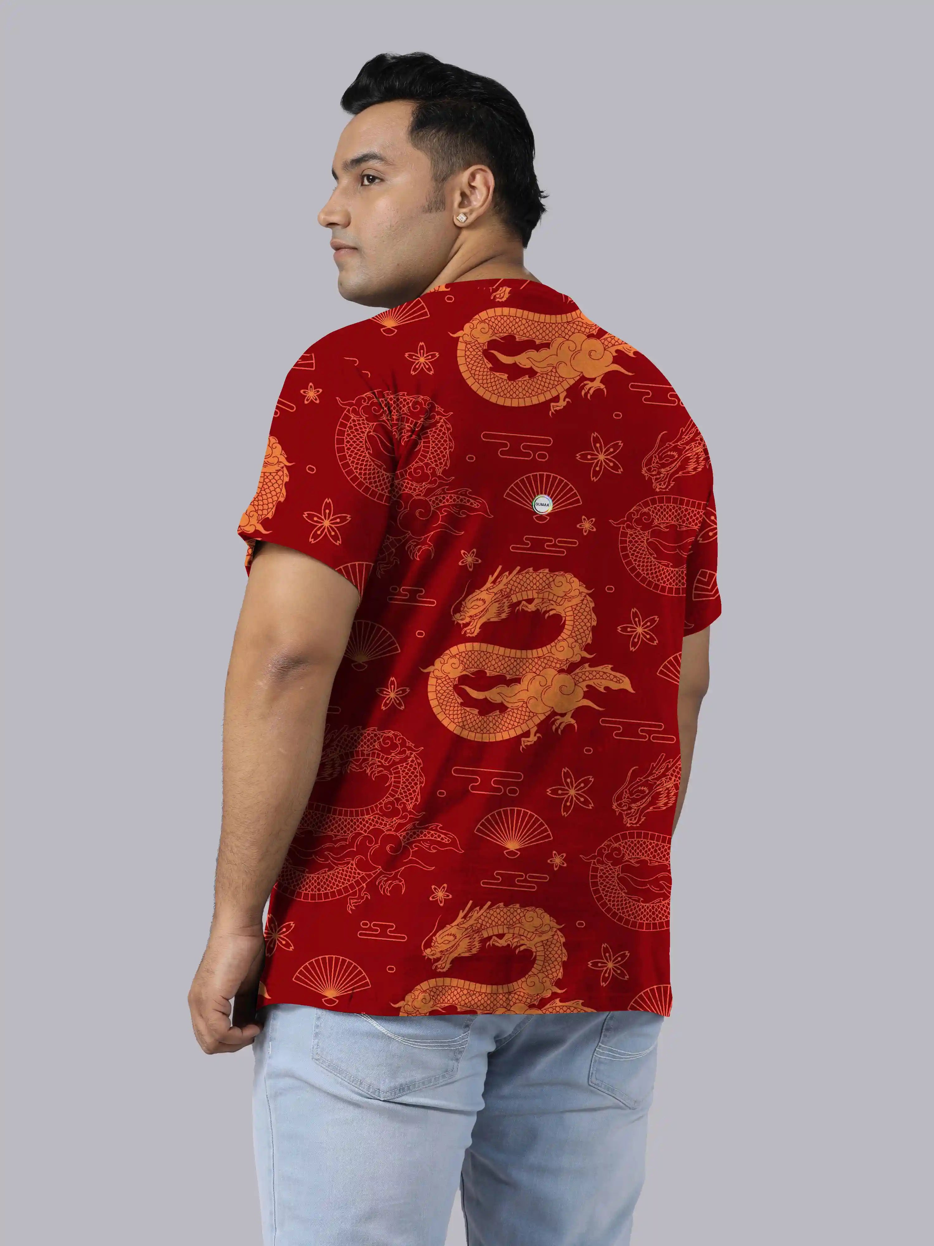 Chinese Dragon Digital Printed Plus Size T-shirt