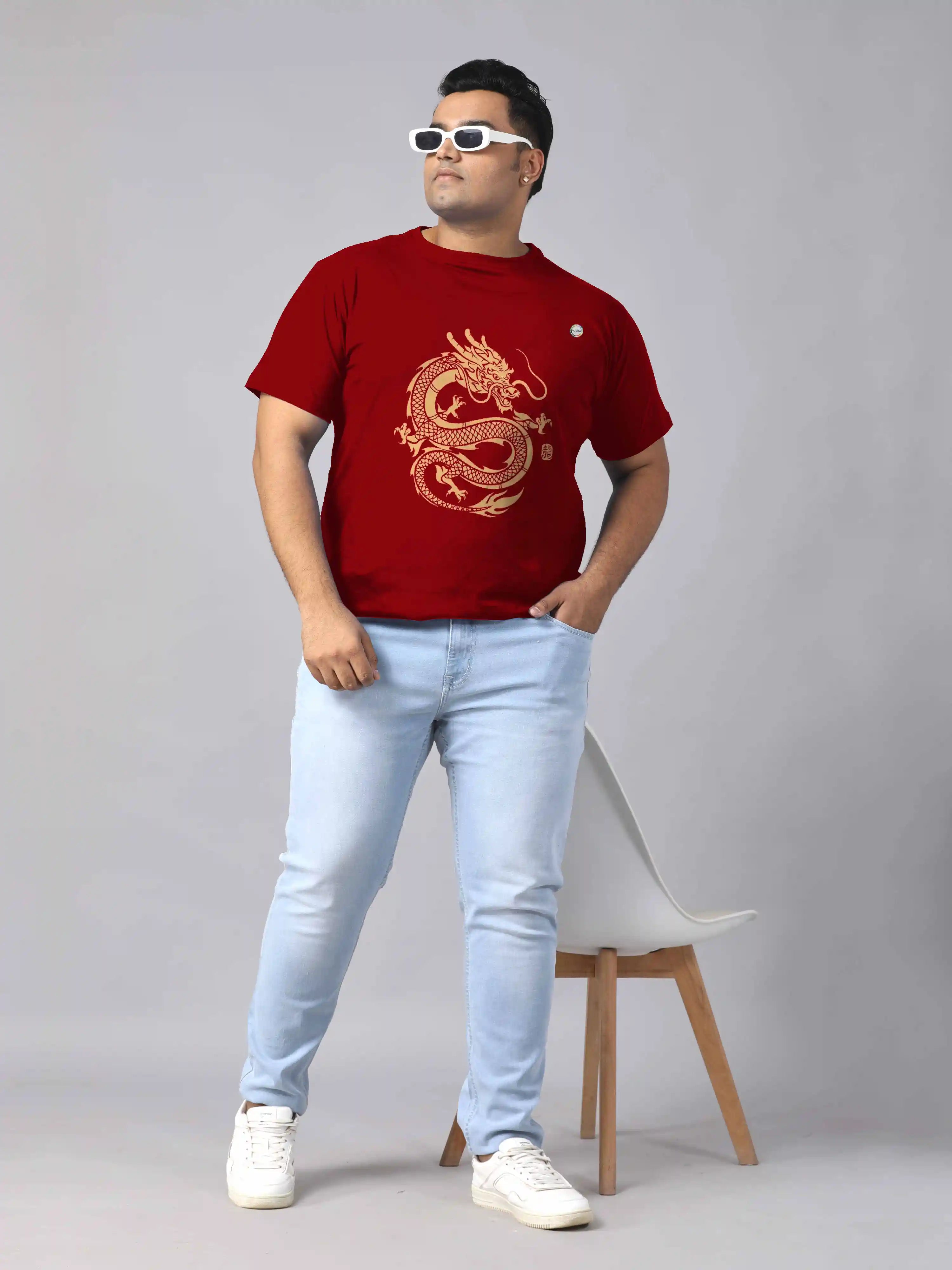 Chinese Dragon Digital Printed Plus Size T-shirt
