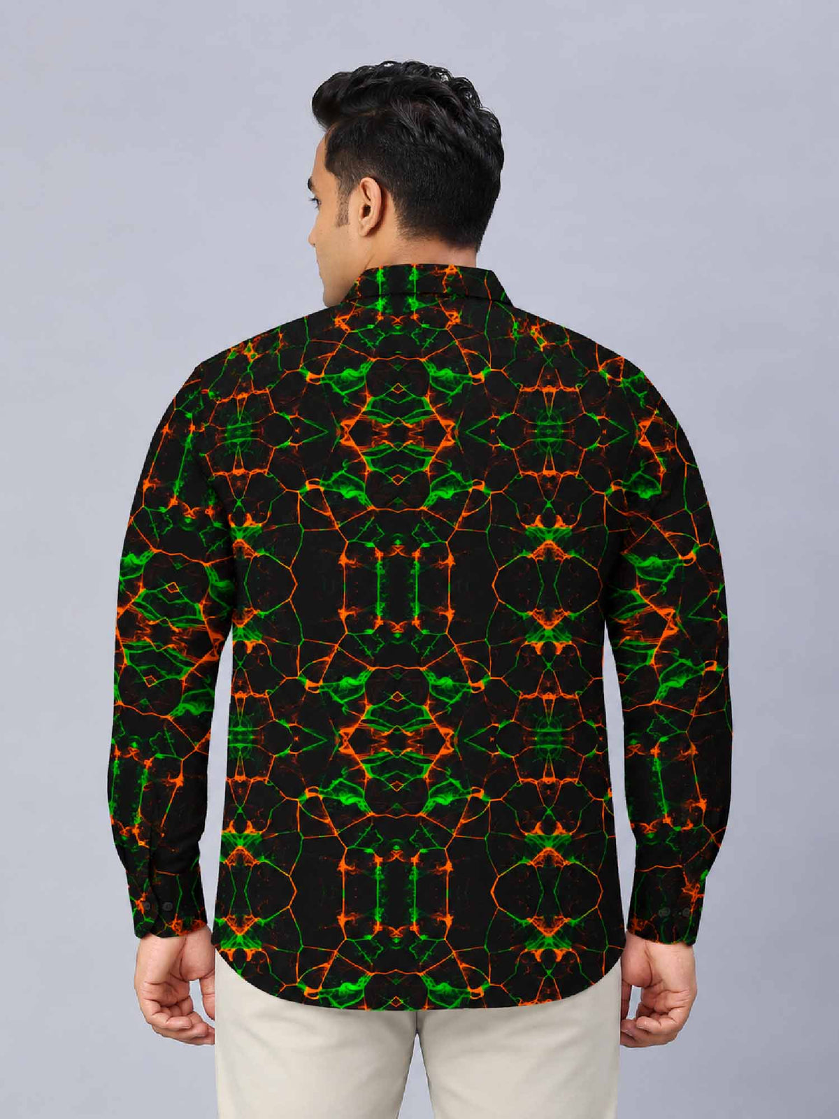 Cellular Effect Digital Printed Men's Plus Size Full Sleeve Shirt