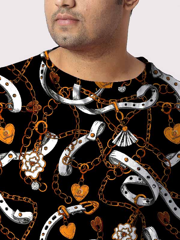 Graphic Belts Digital Printed Plus Size T-shirt