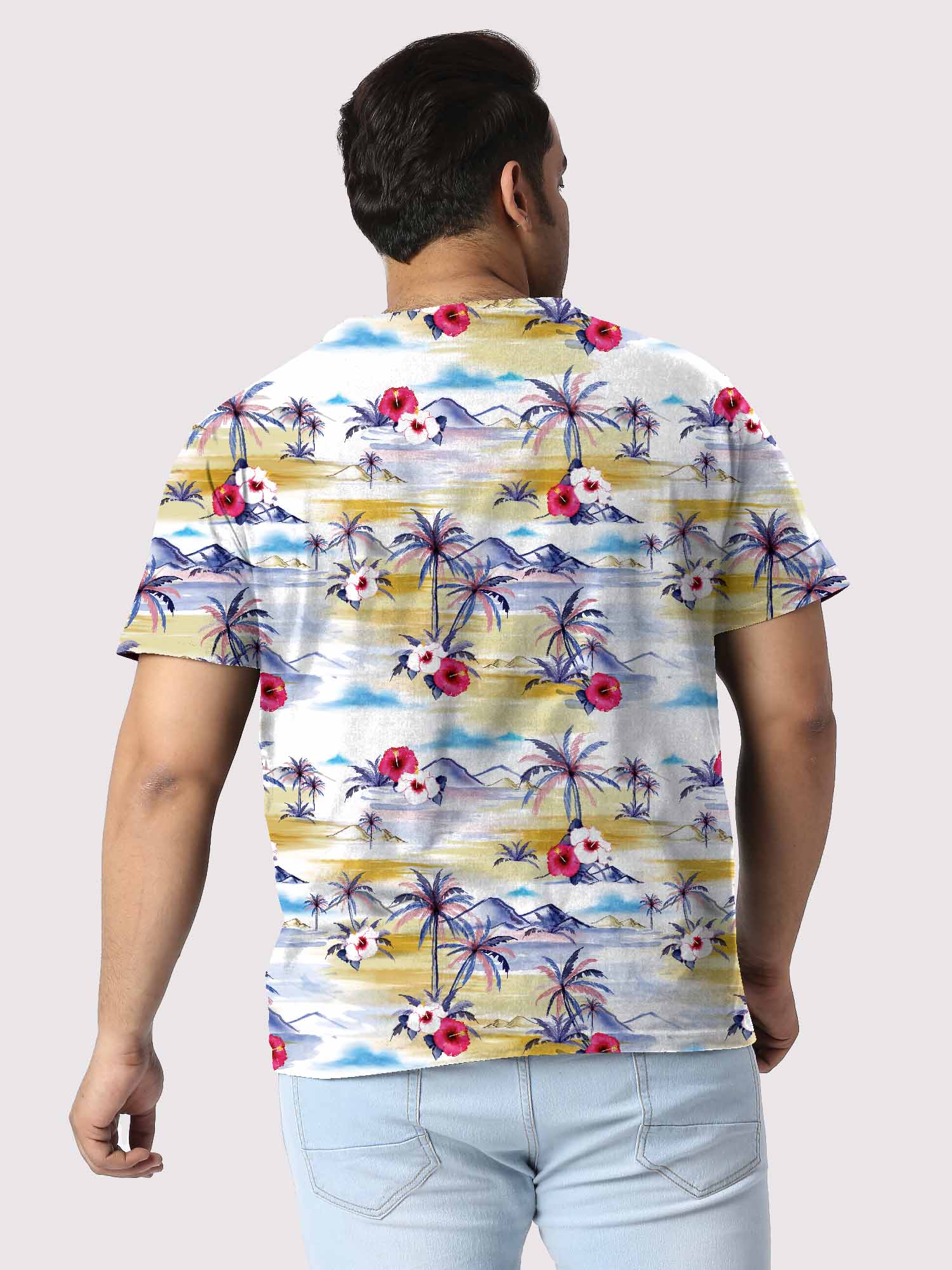 Hawain Digital Printed Plus Size T-shirt