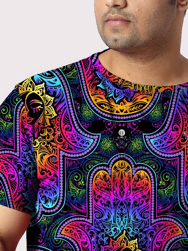 Indian Hamsa Digital Printed Plus Size T-shirt