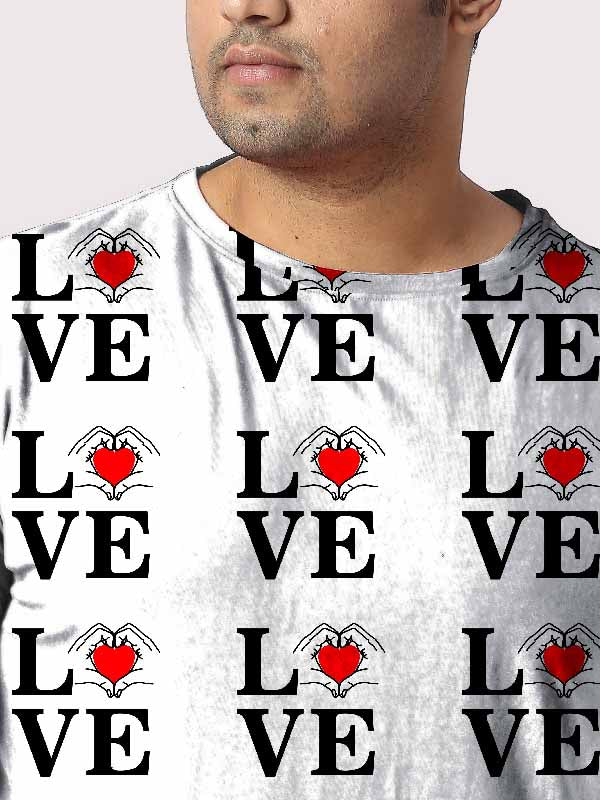 Love Digital Printed Plus Size T-shirt