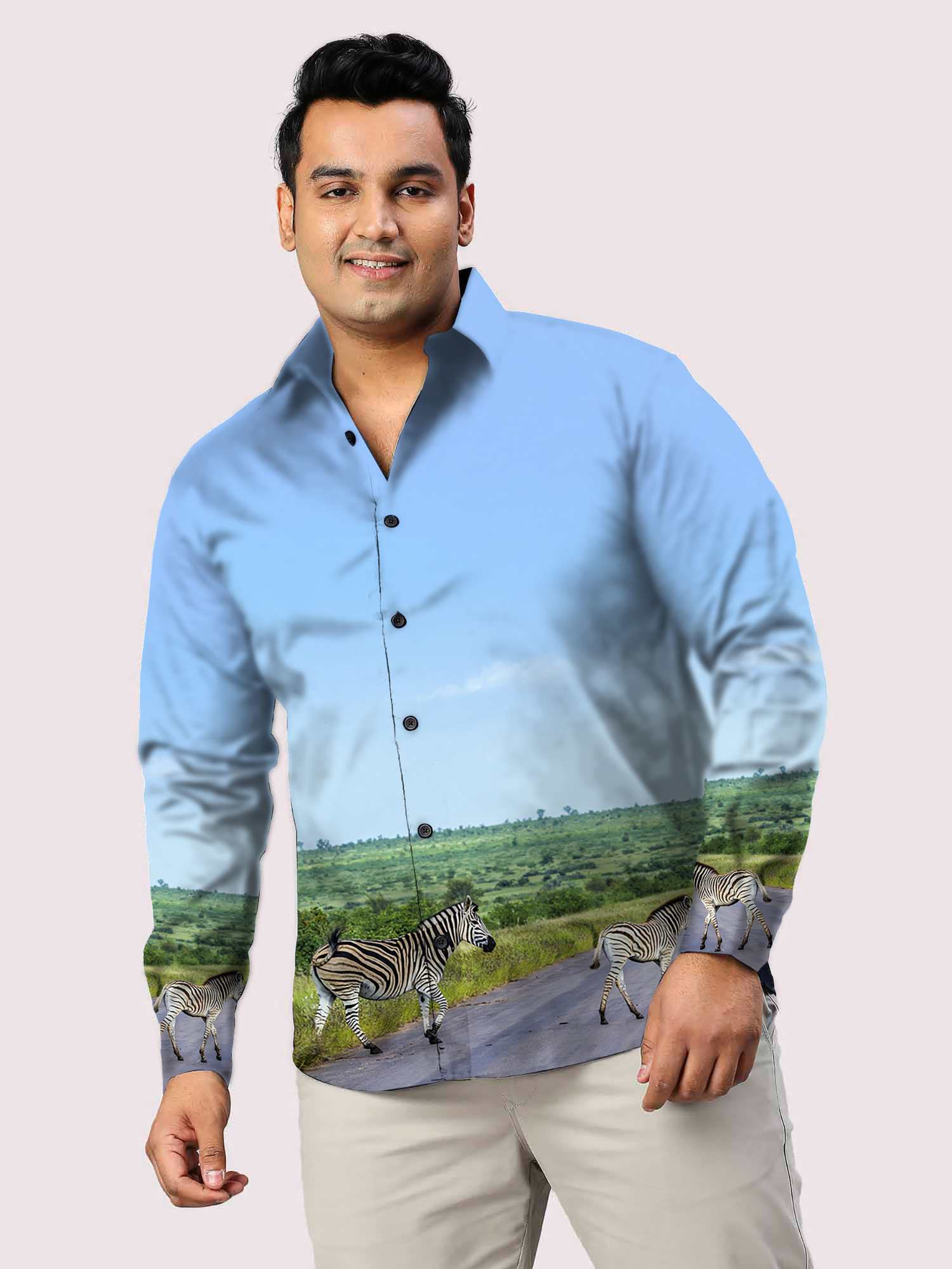 Nature Design Printed Party Wear Shirts Men's Plus Size