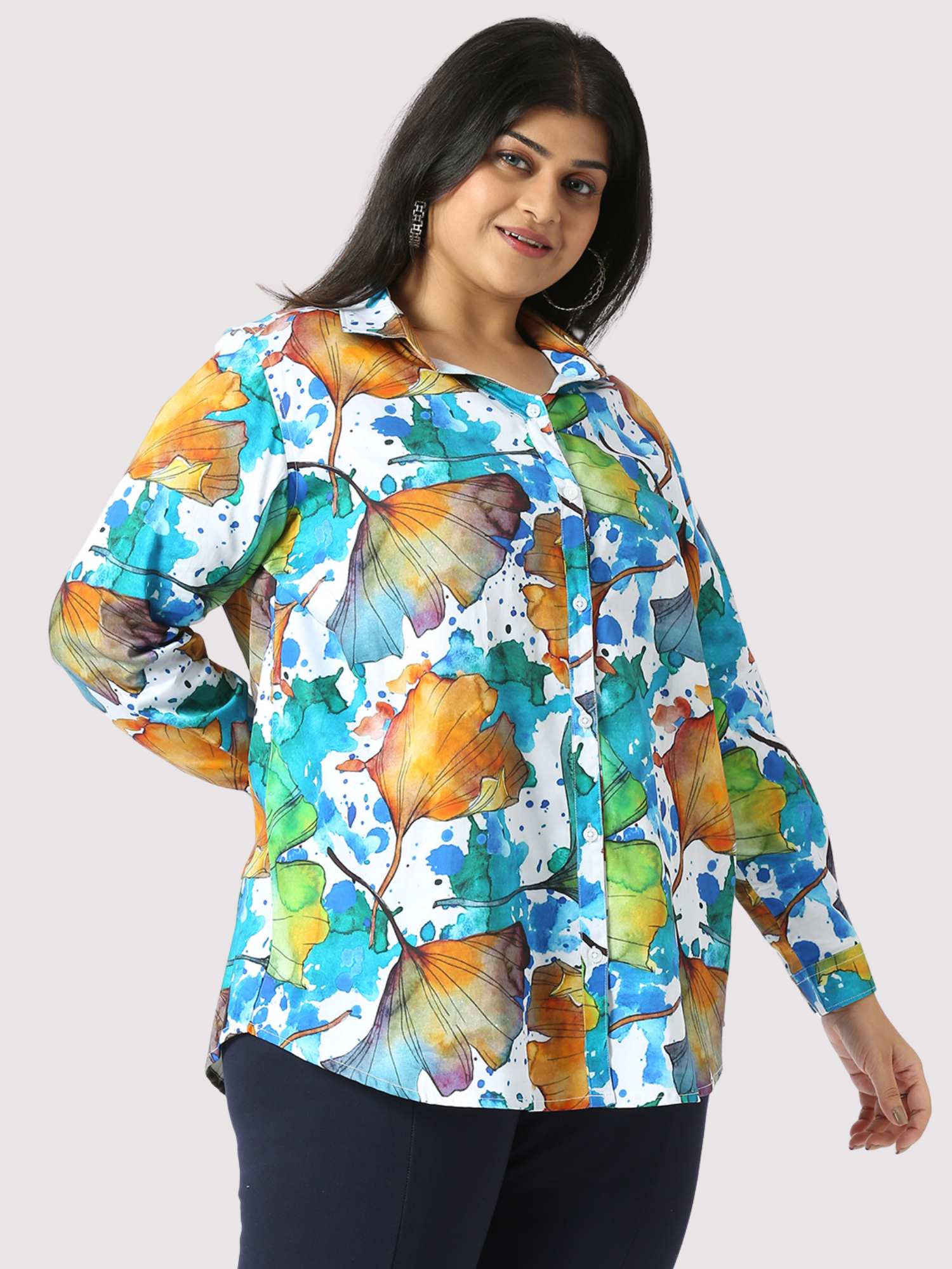 Oasis Digital Printed Women's Plus Size Short Shirt