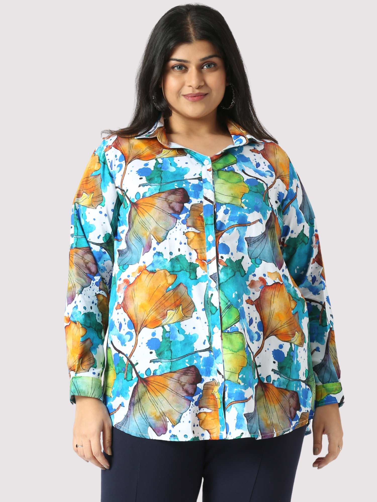 Oasis Digital Printed Women's Plus Size Short Shirt