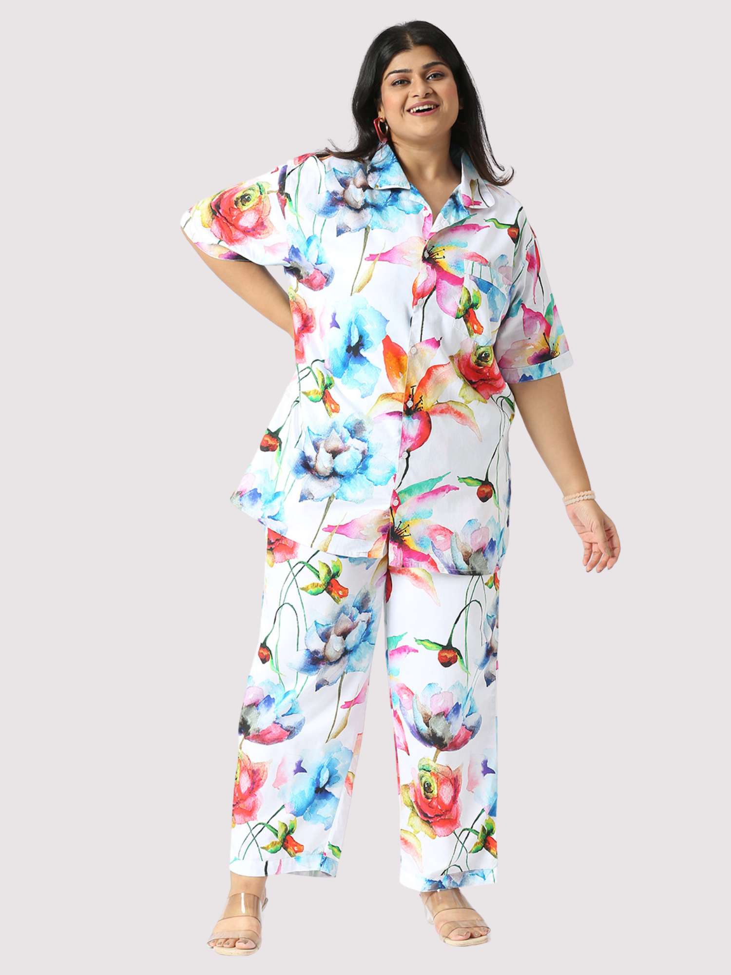 Pastel Petals Full Co-ords Set Women's Plus Size