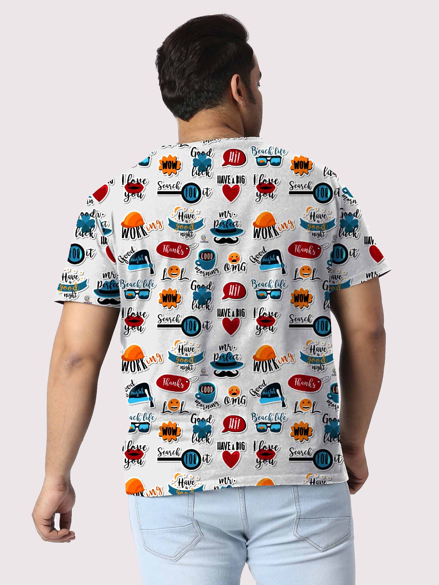 Set Stickers Digital Printed Plus Size T-Shirt