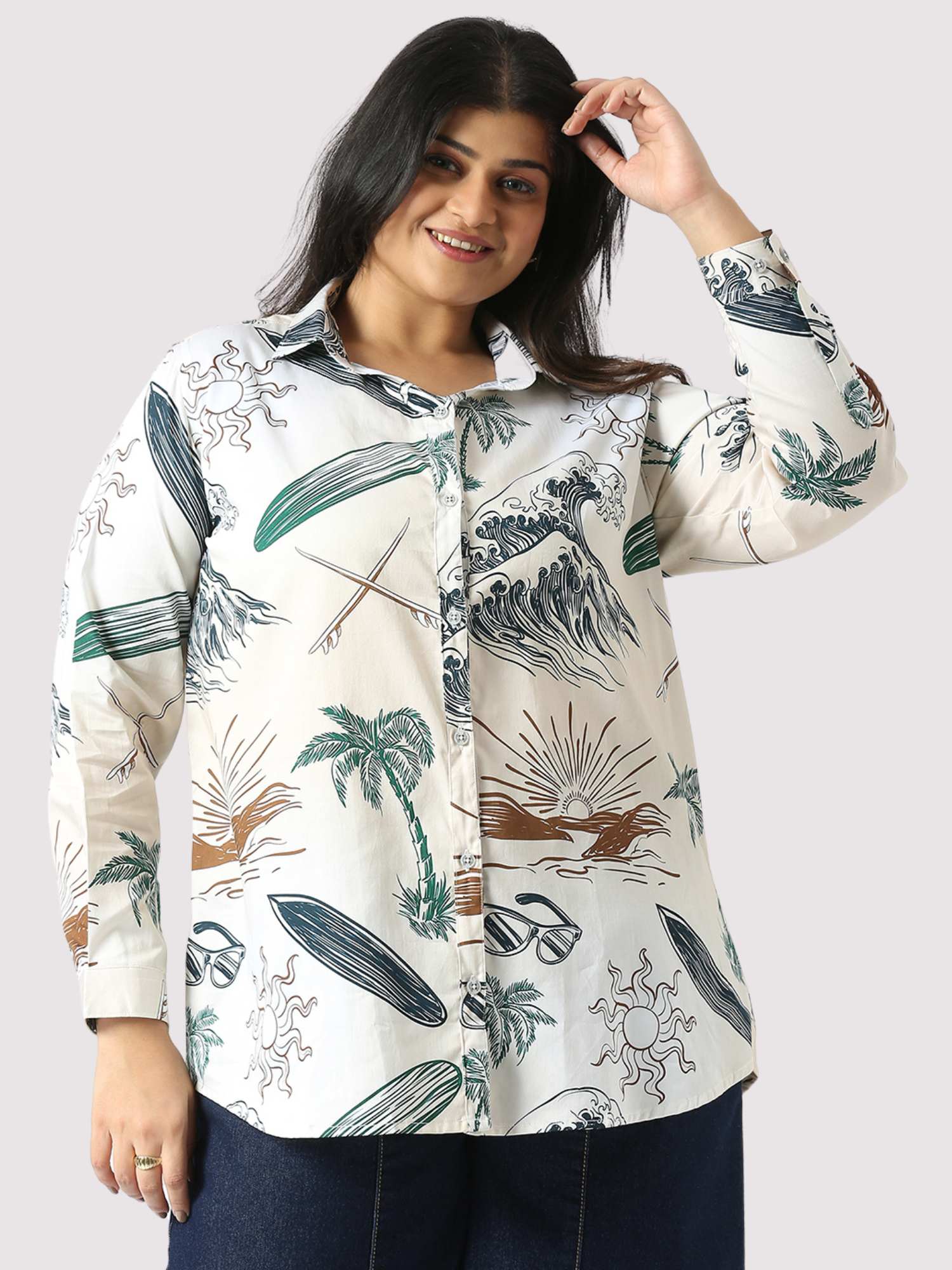 Summer Essentials Digital Printed Women's Plus Size Short Shirt