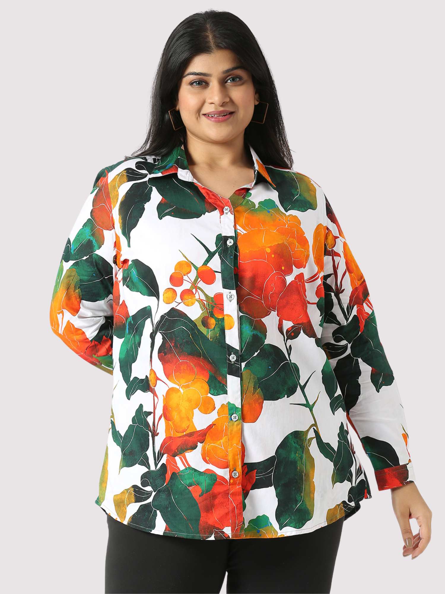 Sunshade Digital Printed Women's Plus Short Shirt.