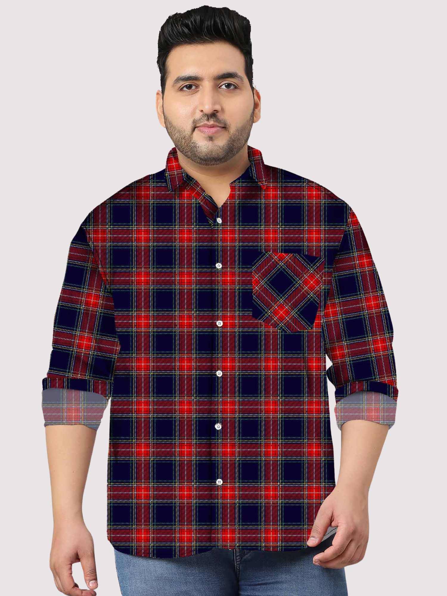 Tartan plaid Checkered Digital Printed Men's Plus Size