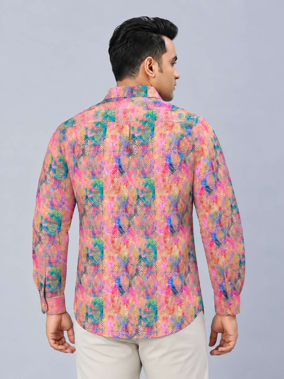 Vibrant Batik Design Digital Printed Men's Plus Size Full Sleeve Shirt