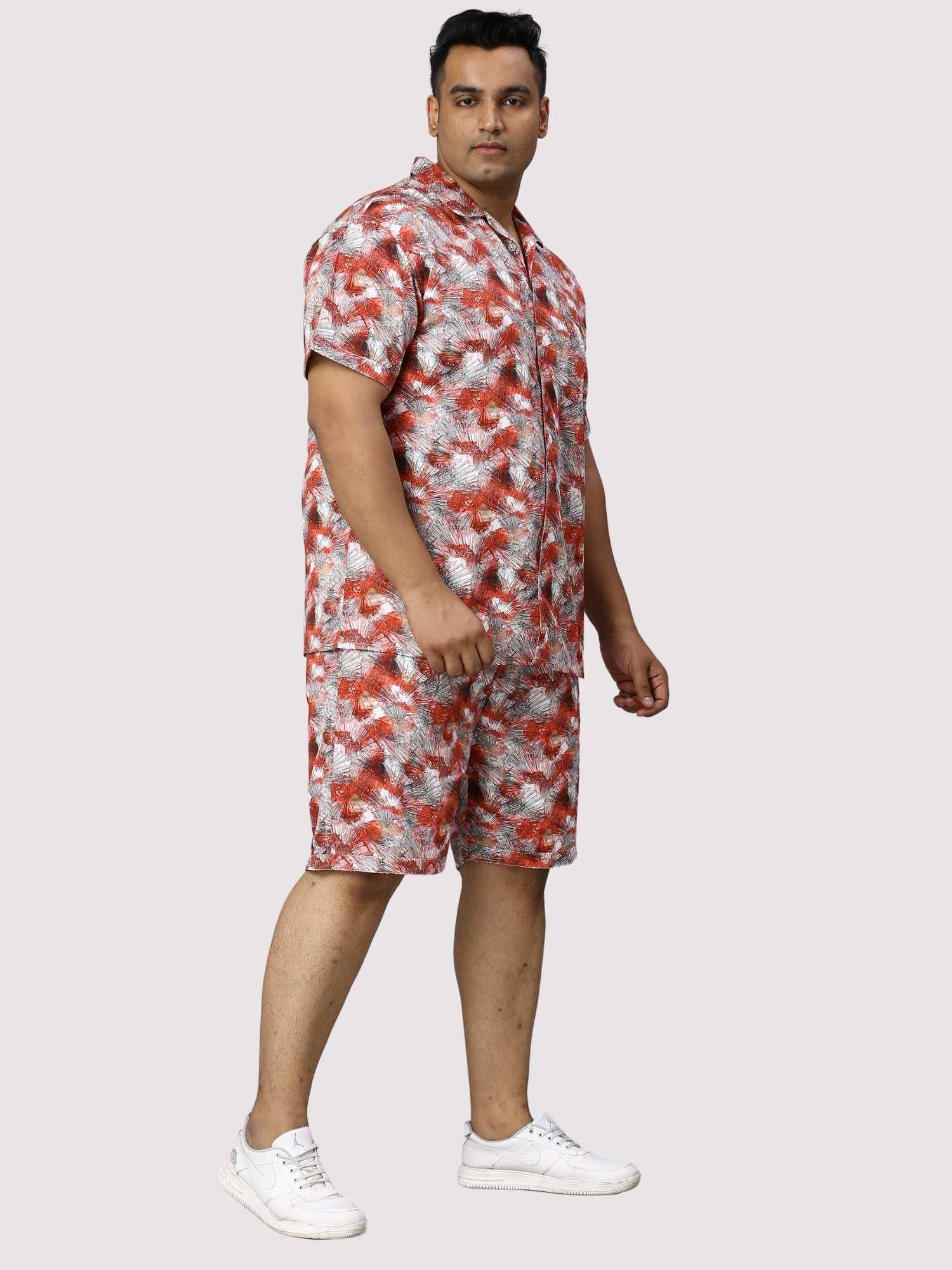 Apple Blossom Digital Printed Half Sleeve Co-Ords Men's Plus Size - Guniaa Fashions