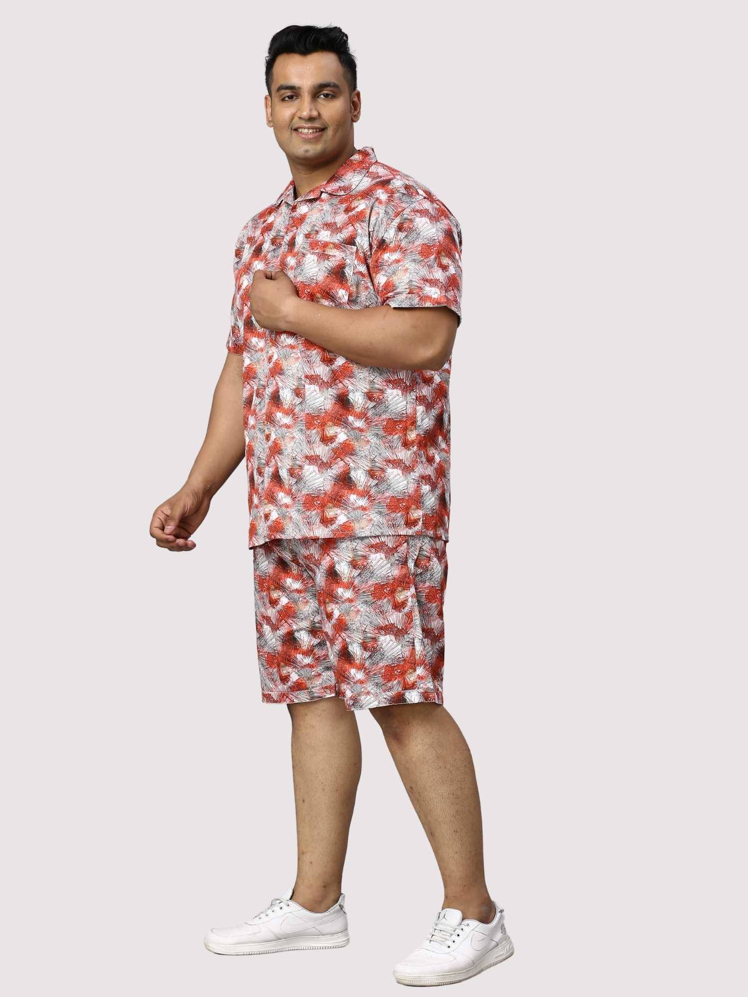Apple Blossom Digital Printed Half Sleeve Co-Ords Men's Plus Size - Guniaa Fashions