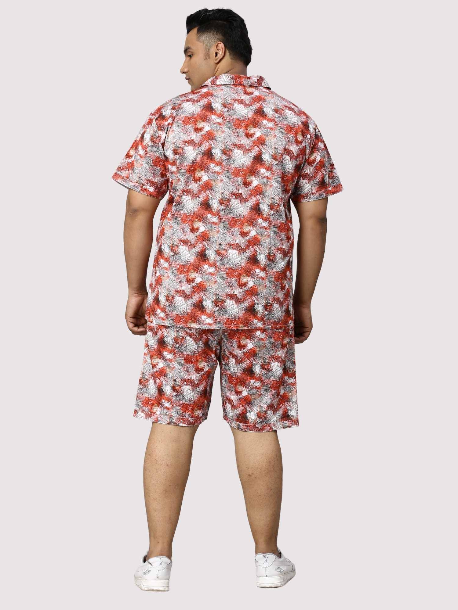 Apple Blossom Digital Printed Half Sleeve Co-Ords Men's Plus Size - Guniaa Fashions