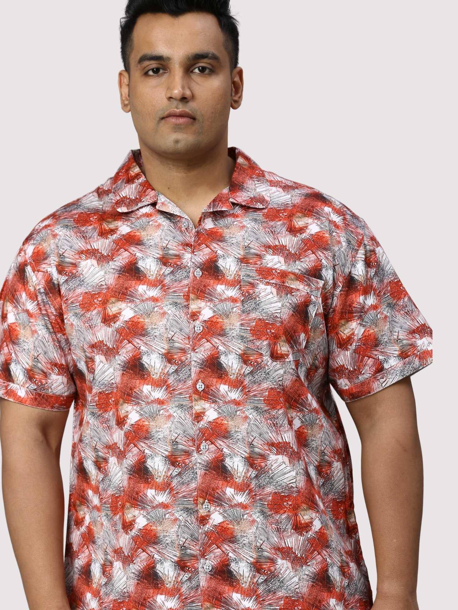 Apple Blossom Digital Printed Half Sleeve Co-Ords Men's Plus Size - Guniaa Fashions
