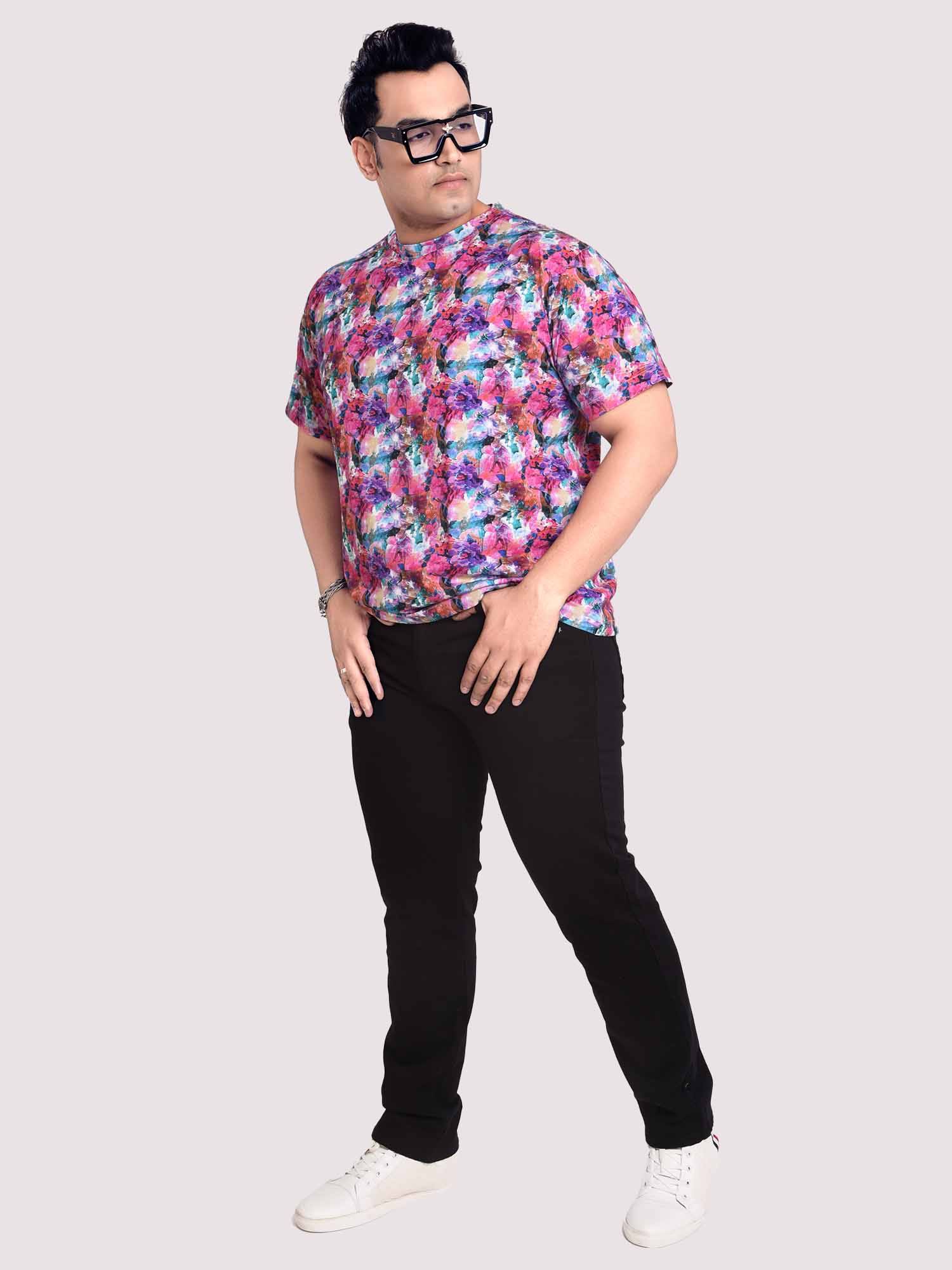 Azalea Flower Digital Printed Round Neck T-Shirt Men's Plus Size - Guniaa Fashions