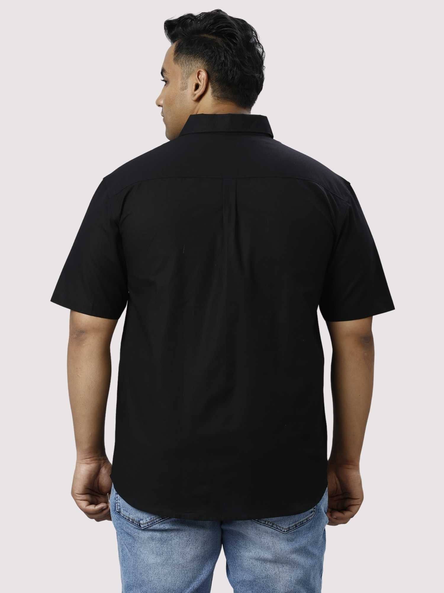 Black Pure Cotton Half Sleeve Shirt Men's Plus Size - Guniaa Fashions