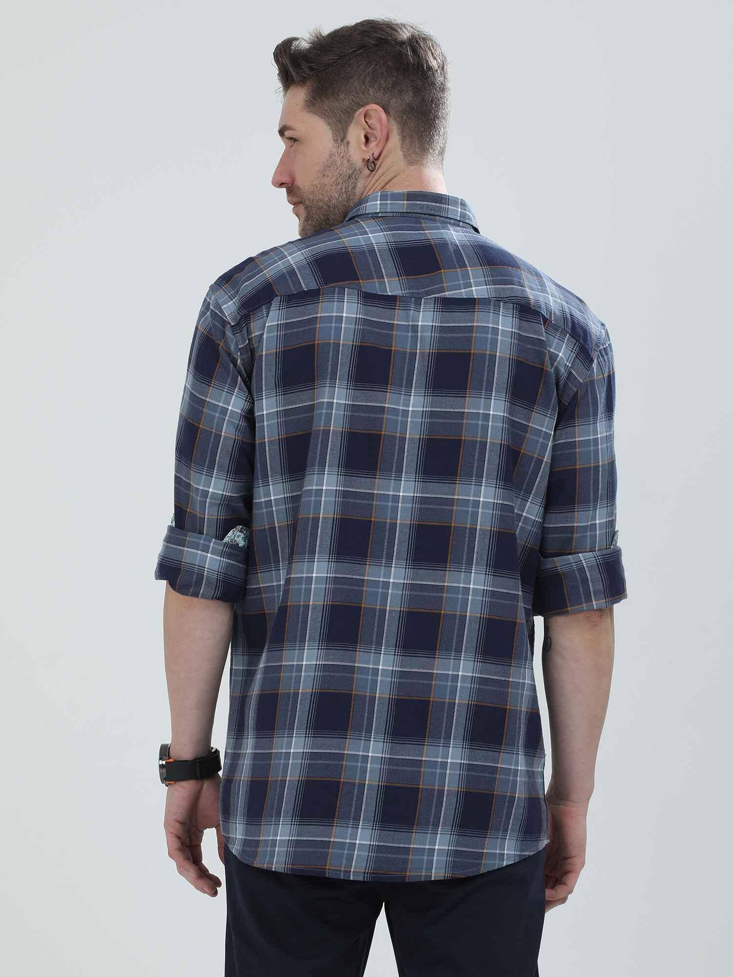 Blue Checkered Cotton Shirt