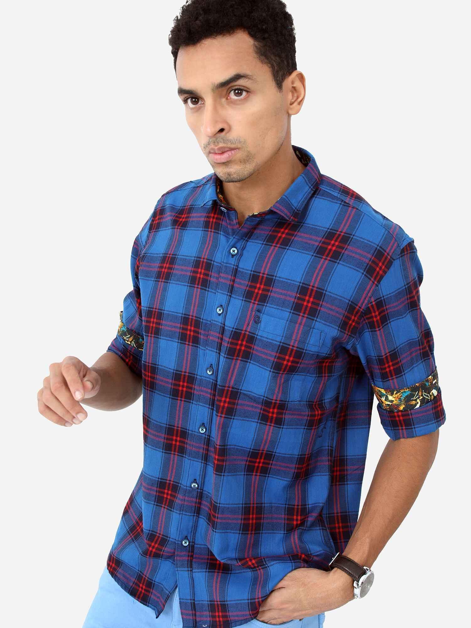 Blue Checkered Shirt - Guniaa Fashions
