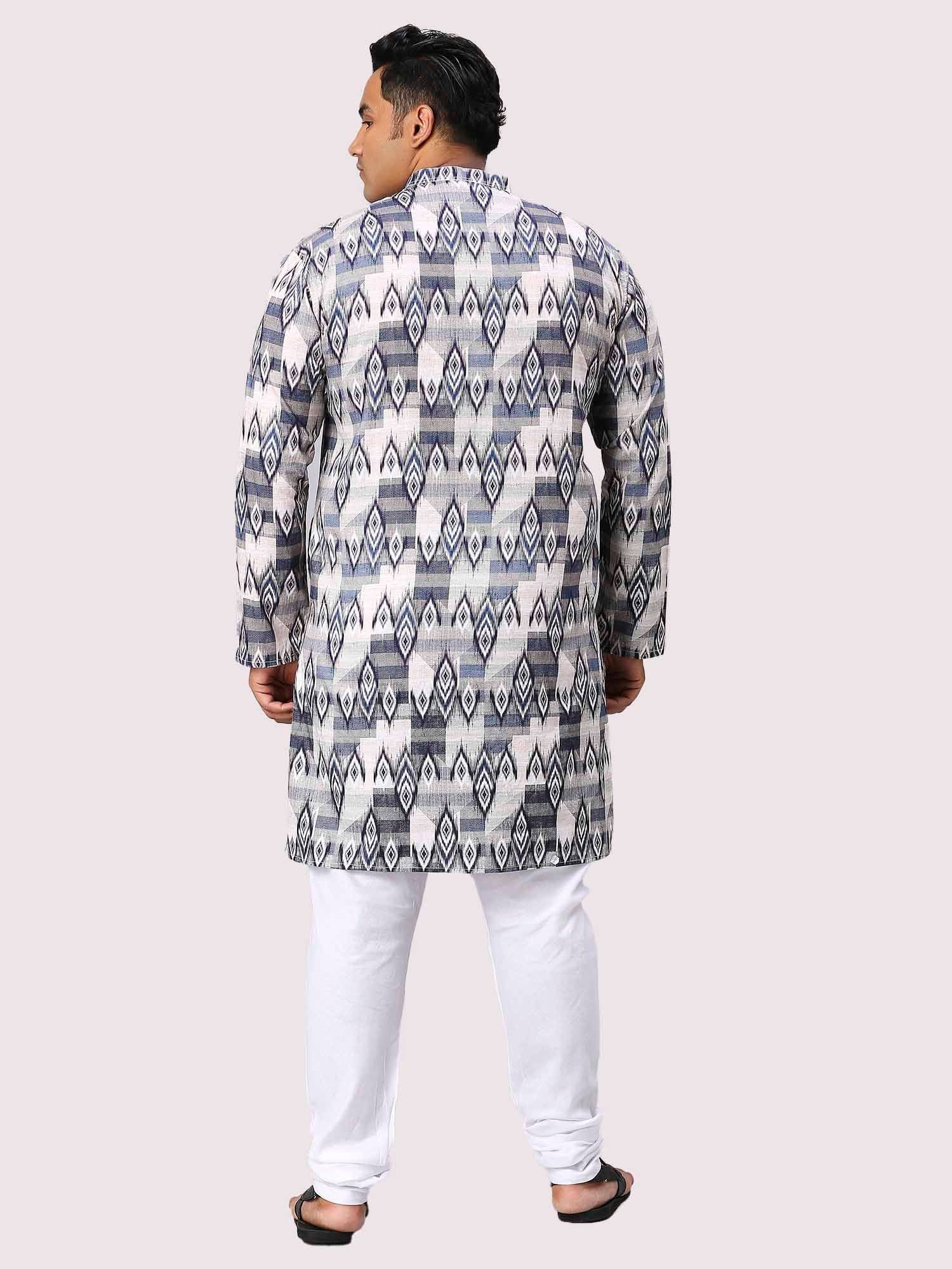 Blue Pattern Digital Printed Men's Plus Size Kurta - Guniaa Fashions