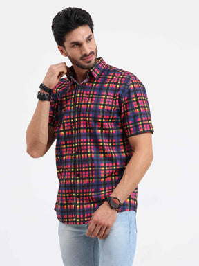 Bright Checks Half Sleeve Shirt - Guniaa Fashions