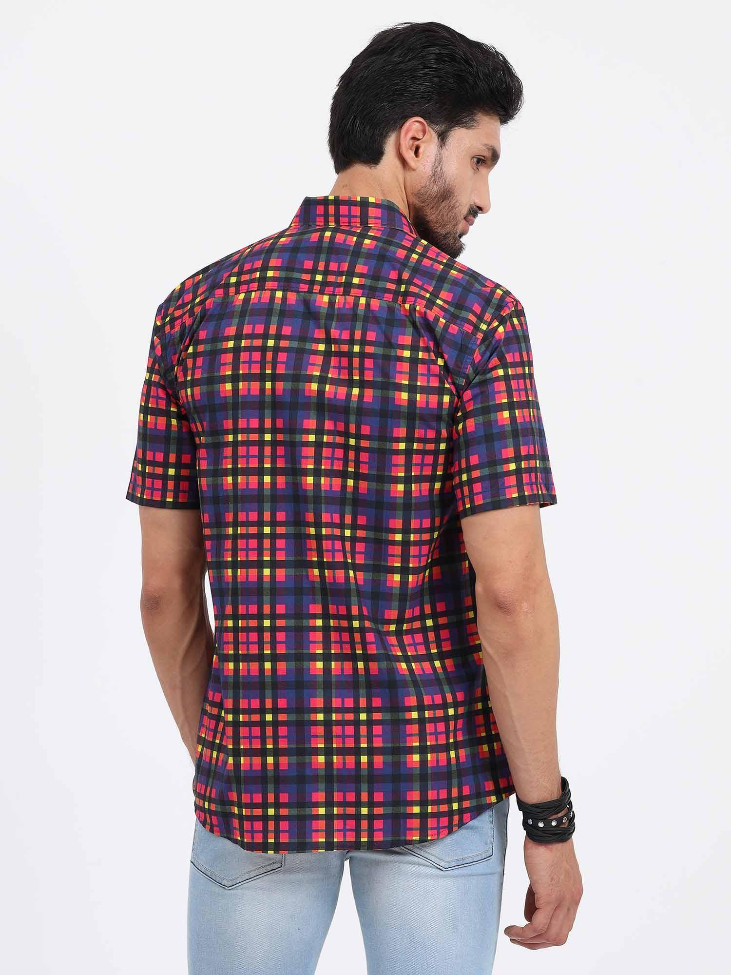 Bright Checks Half Sleeve Shirt - Guniaa Fashions