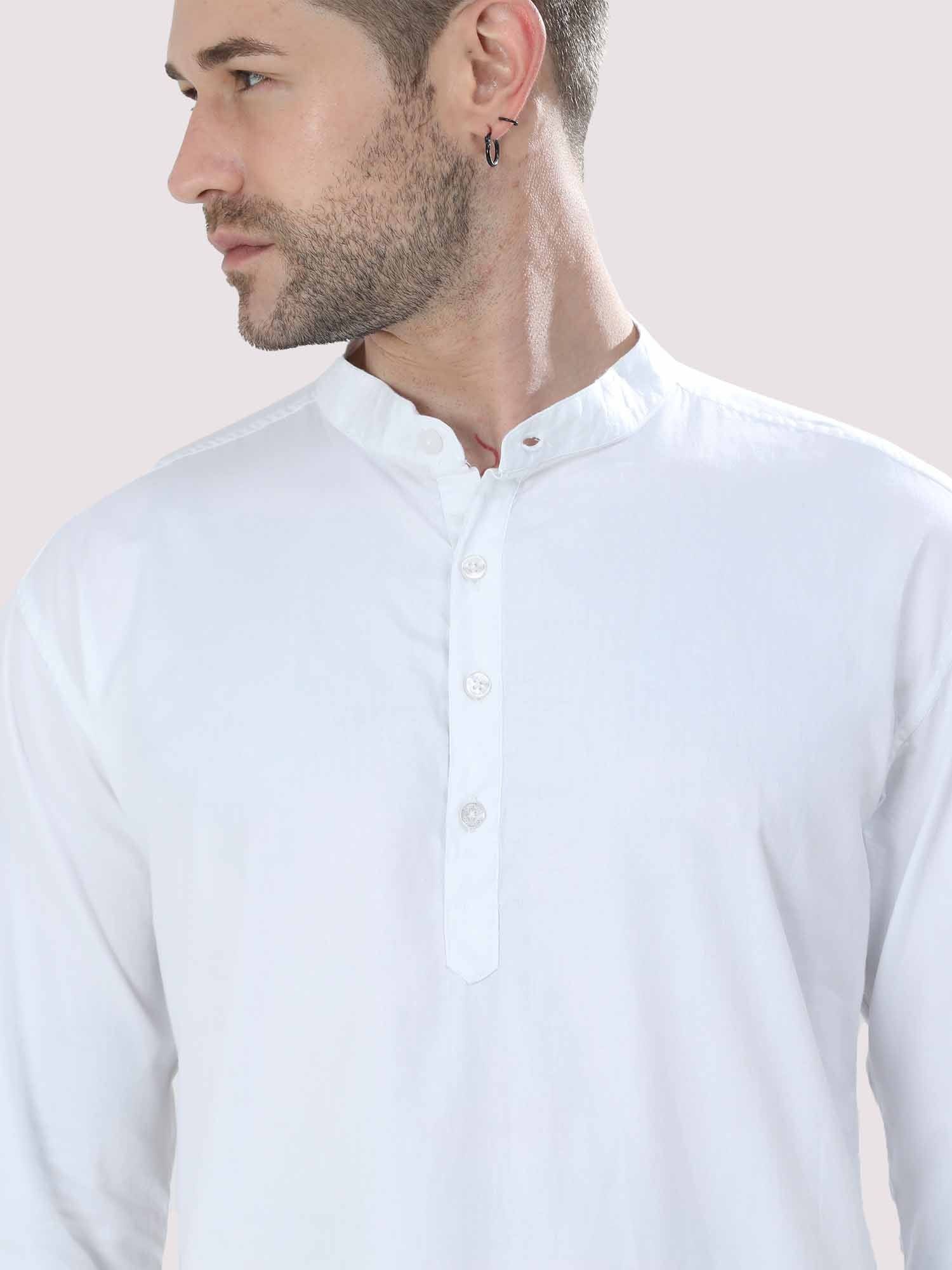Bright White Solid Kurta - Guniaa Fashions