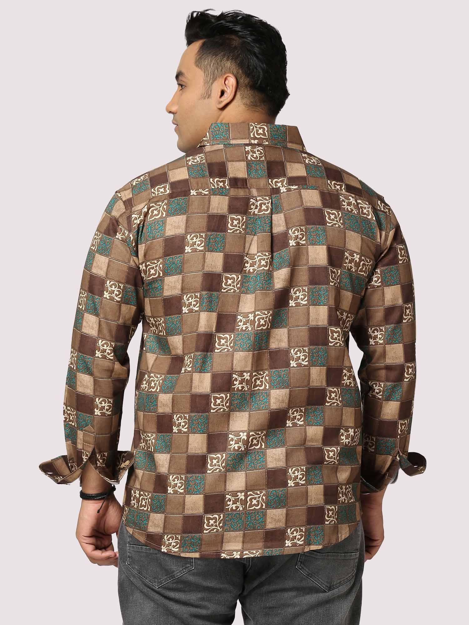 Bronze Blocks Digital Printed Full Sleeve Men's Plus Size - Guniaa Fashions