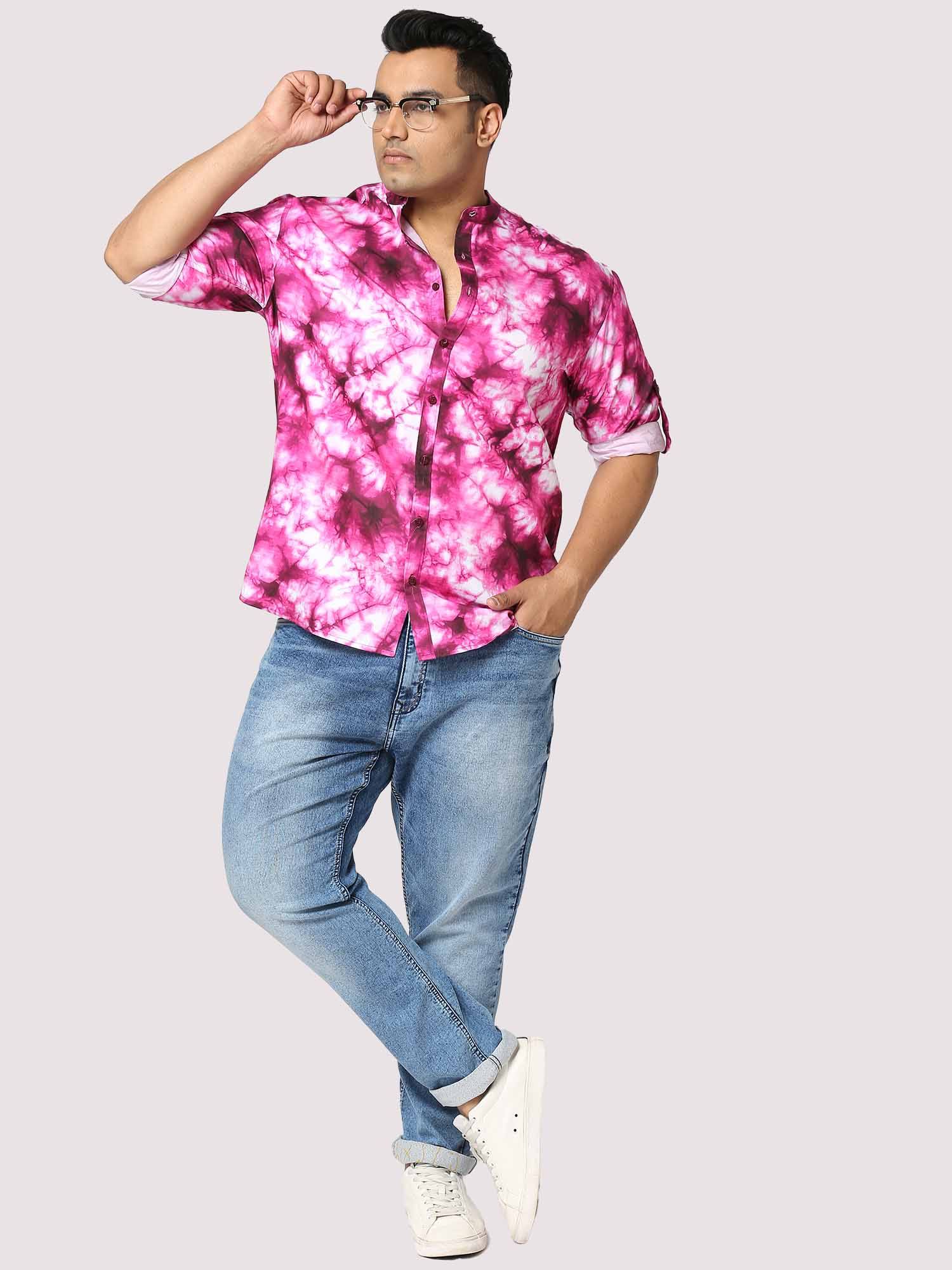 Candy Digital Printed Chinese Collar Men's Plus Size Full Shirt - Guniaa Fashions