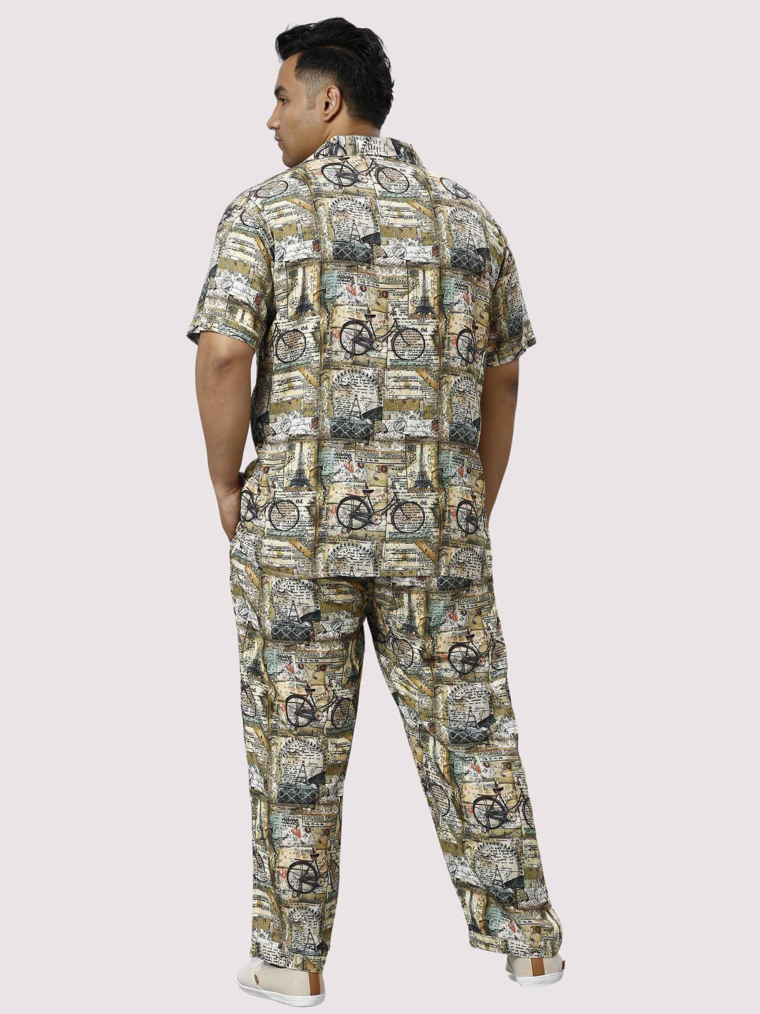 Cycle Bustle Digital Printed Full Co-ords Set Men's Plus Size - Guniaa Fashions