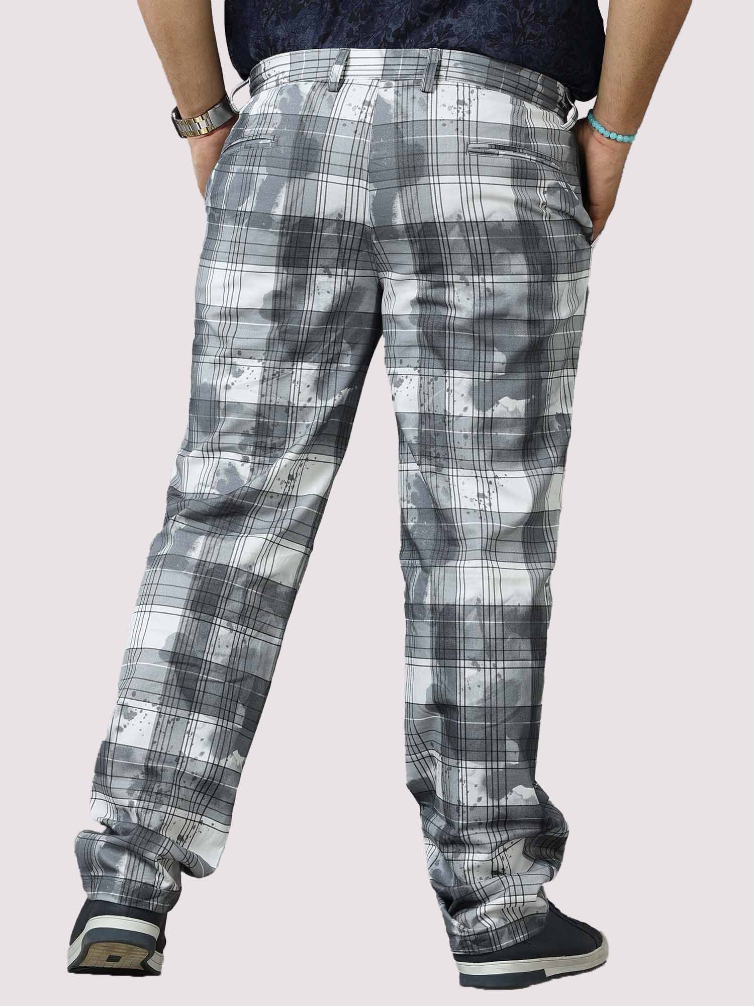 Digital Printed Checks Twill Lycra Full Pant Men's Plus Size - Guniaa Fashions