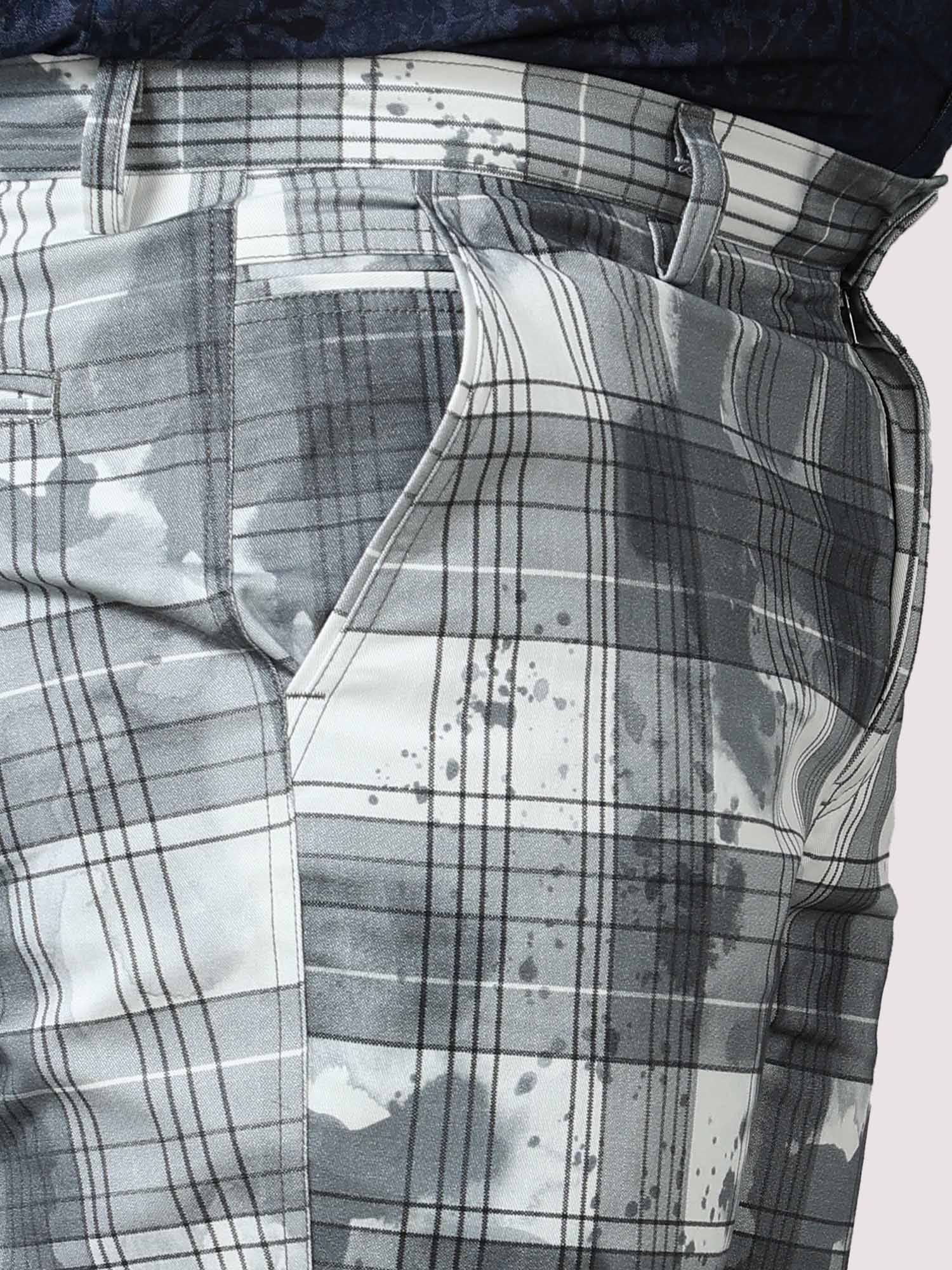 Digital Printed Checks Twill Lycra Full Pant Men's Plus Size - Guniaa Fashions