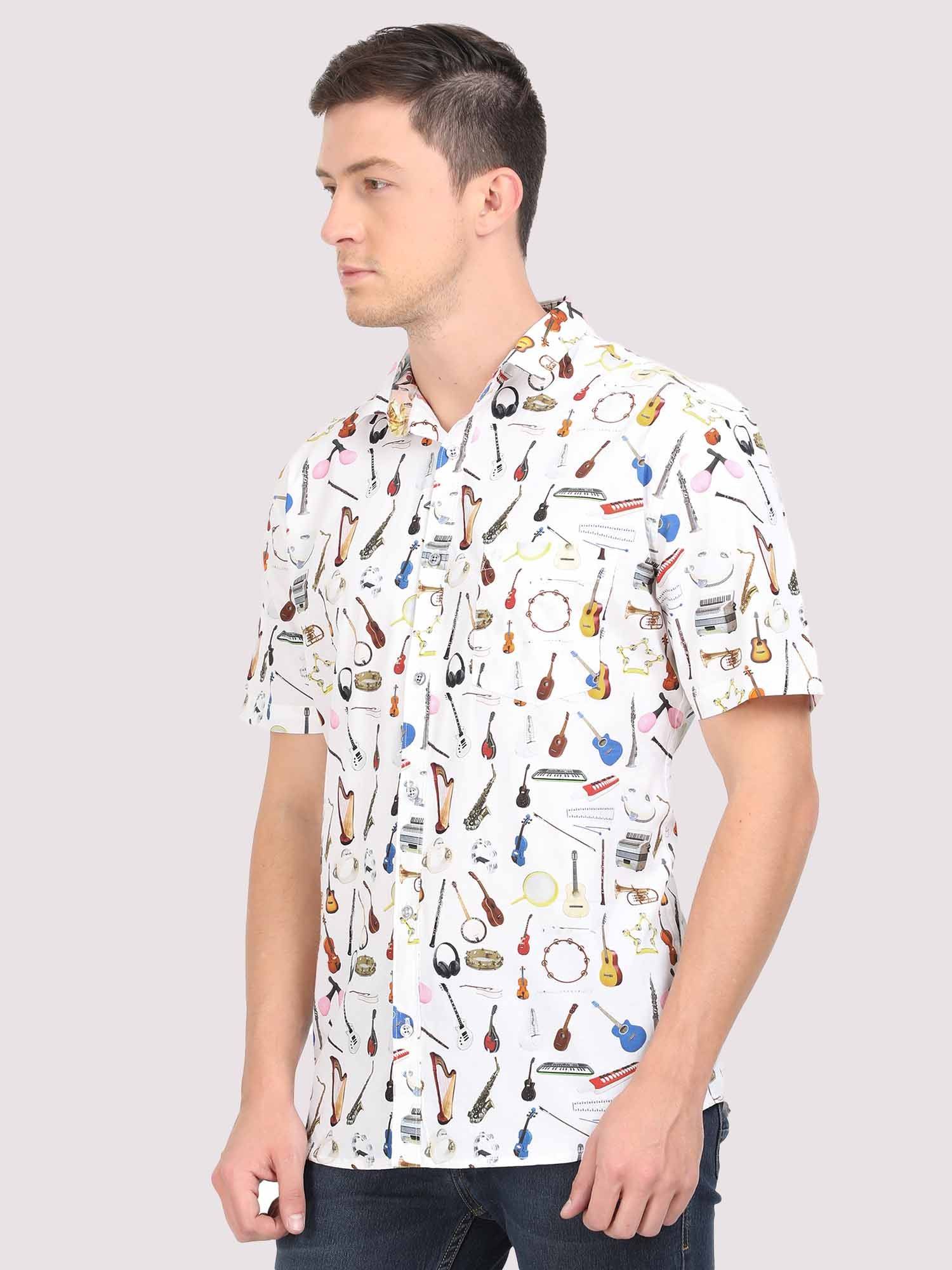 Dodge Men's Musical Instruments Half Shirt - Guniaa Fashions