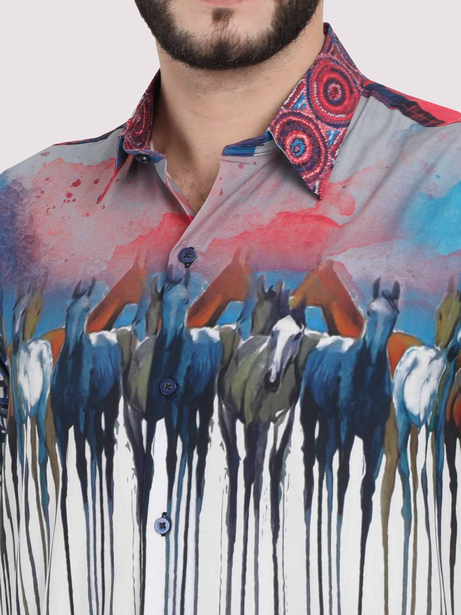 Dropping Horse Party Wear Shirt - Guniaa Fashions