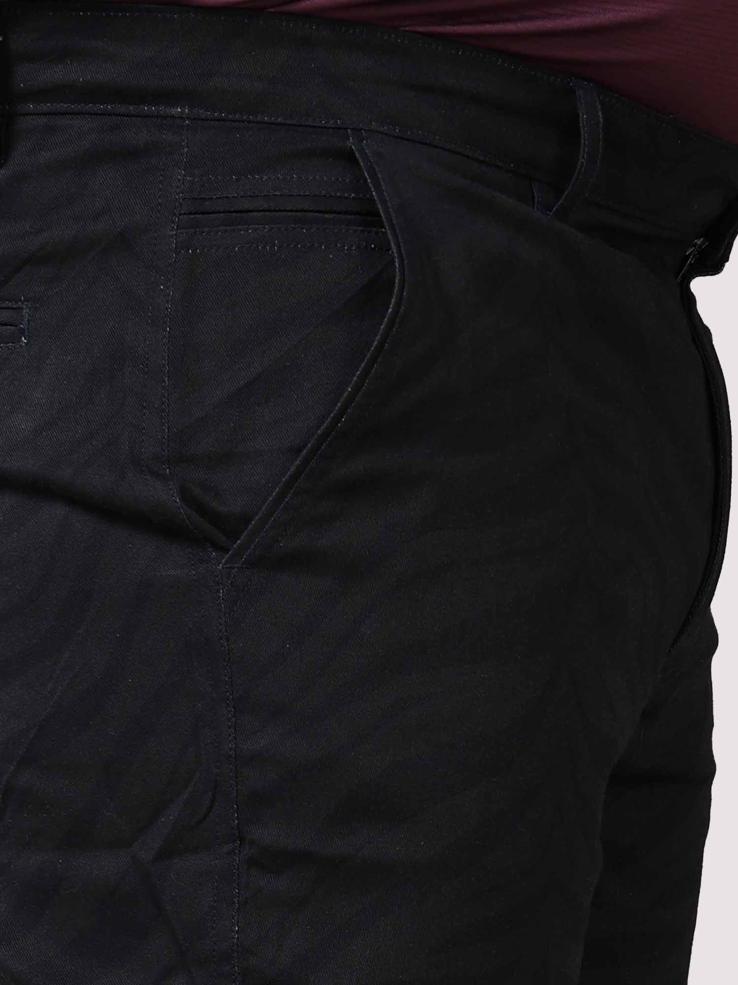 Eli Black Printed Twill Lycra Trouser Men's Plus Size - Guniaa Fashions