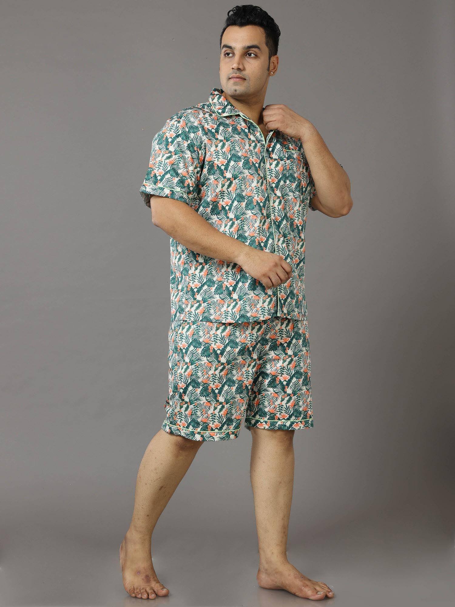 Emerald Tropics Half Sleeve Co-Ords - Guniaa Fashions