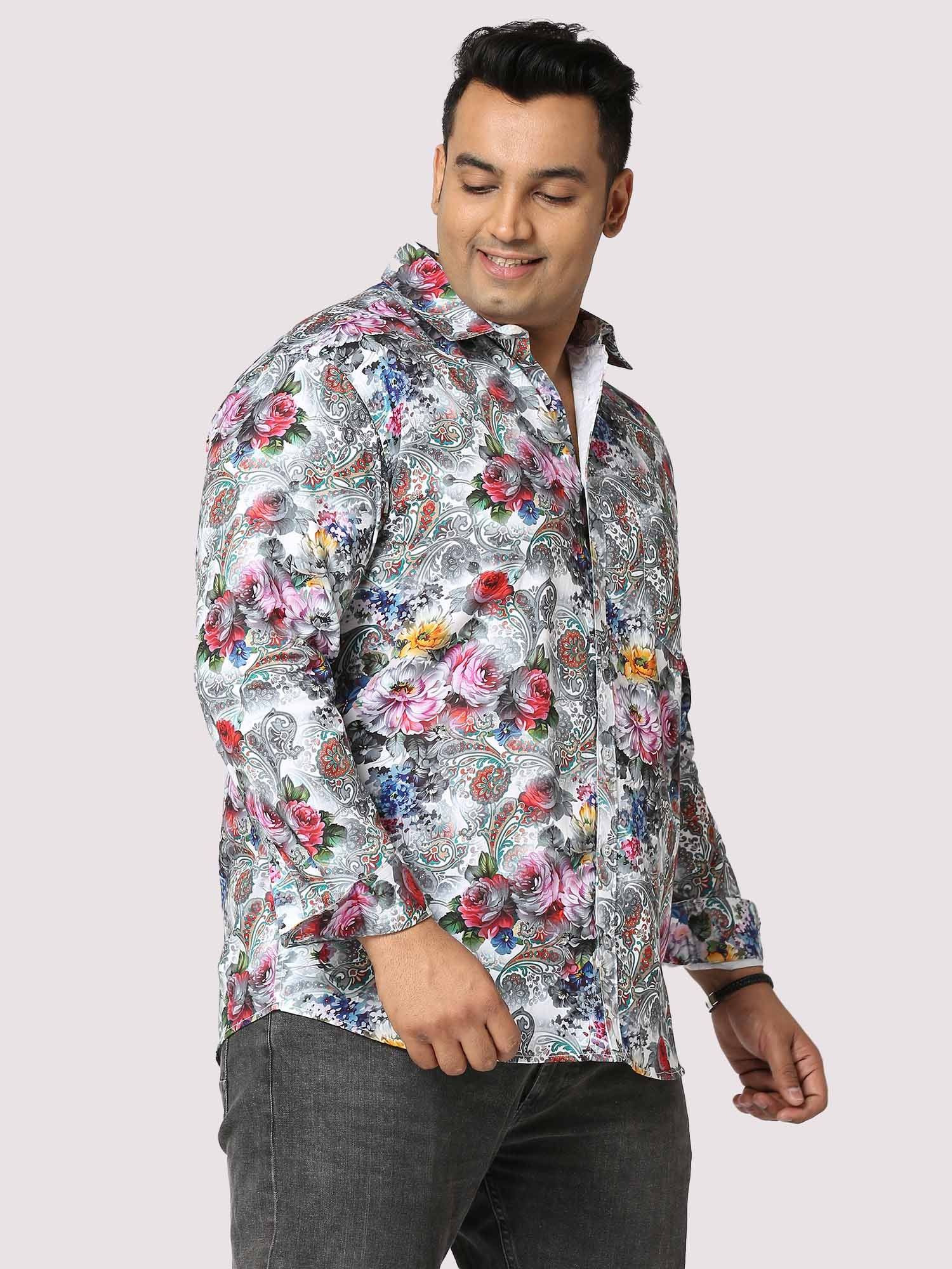 Floral Fusion Digital Printed Full Sleeve Men's Plus Size - Guniaa Fashions