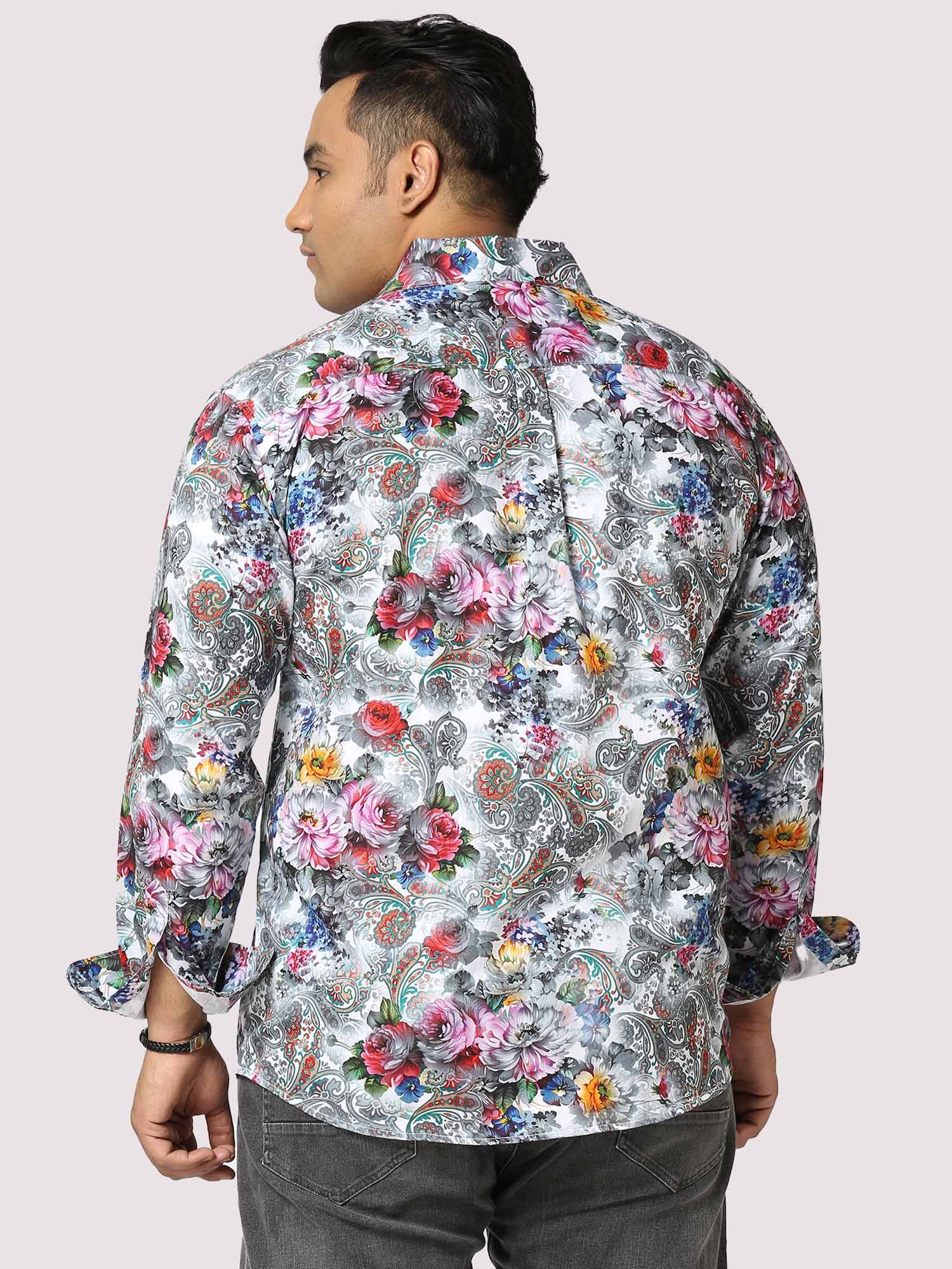 Floral Fusion Digital Printed Full Sleeve Men's Plus Size - Guniaa Fashions