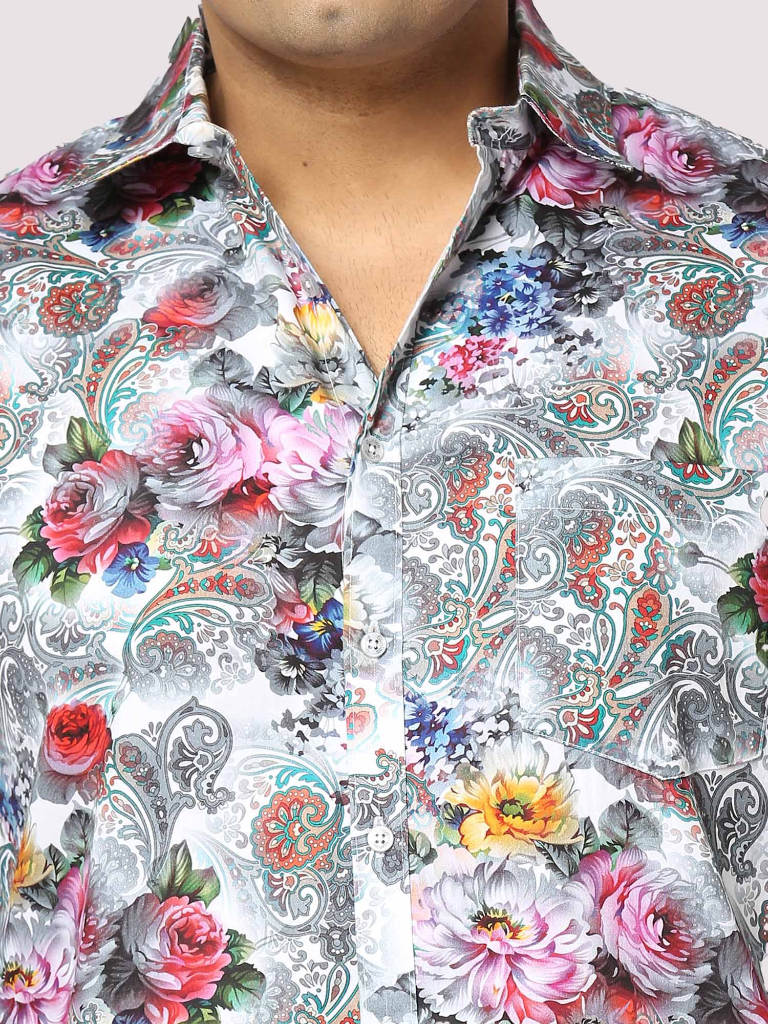 Floral Fusion Digital Printed Full Sleeve Men's Plus Size - Guniaa Fashions